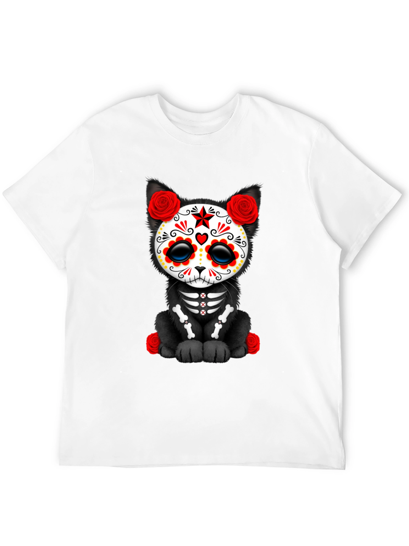 Black Sugar Skull Cat T-Shirt view 12