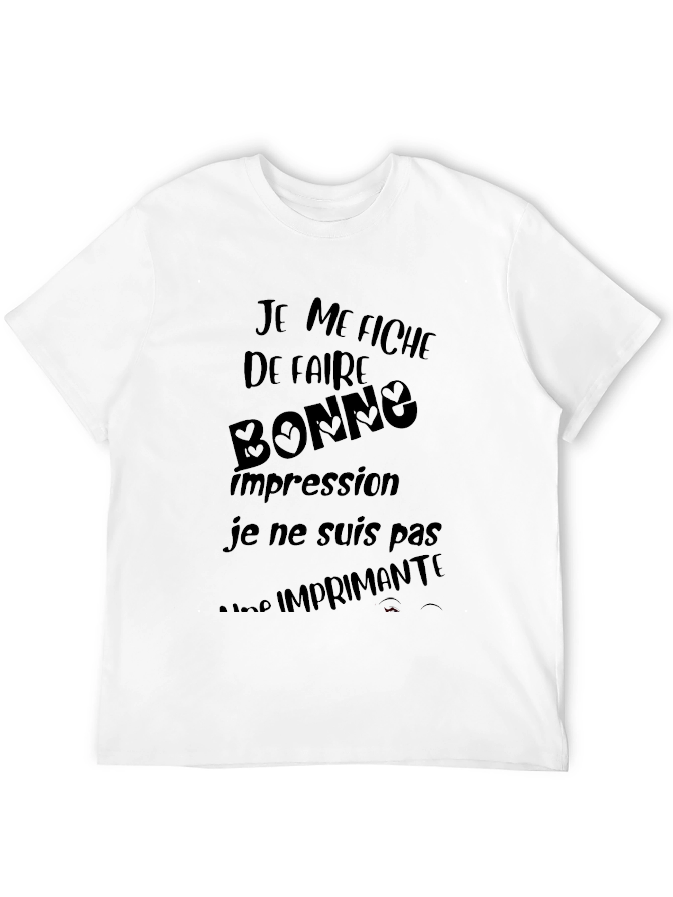 Black Humorous French Slogan Graphic Black T-Shirt view 12
