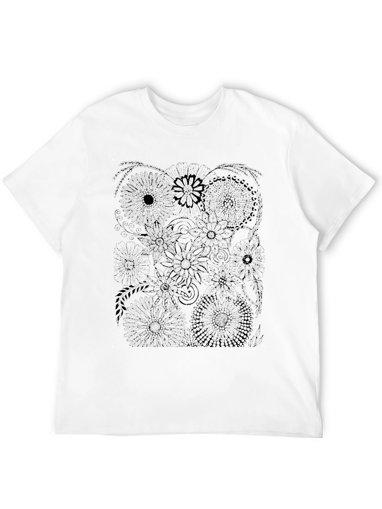 Black Floral Print Black Crew Neck T-Shirt view 12