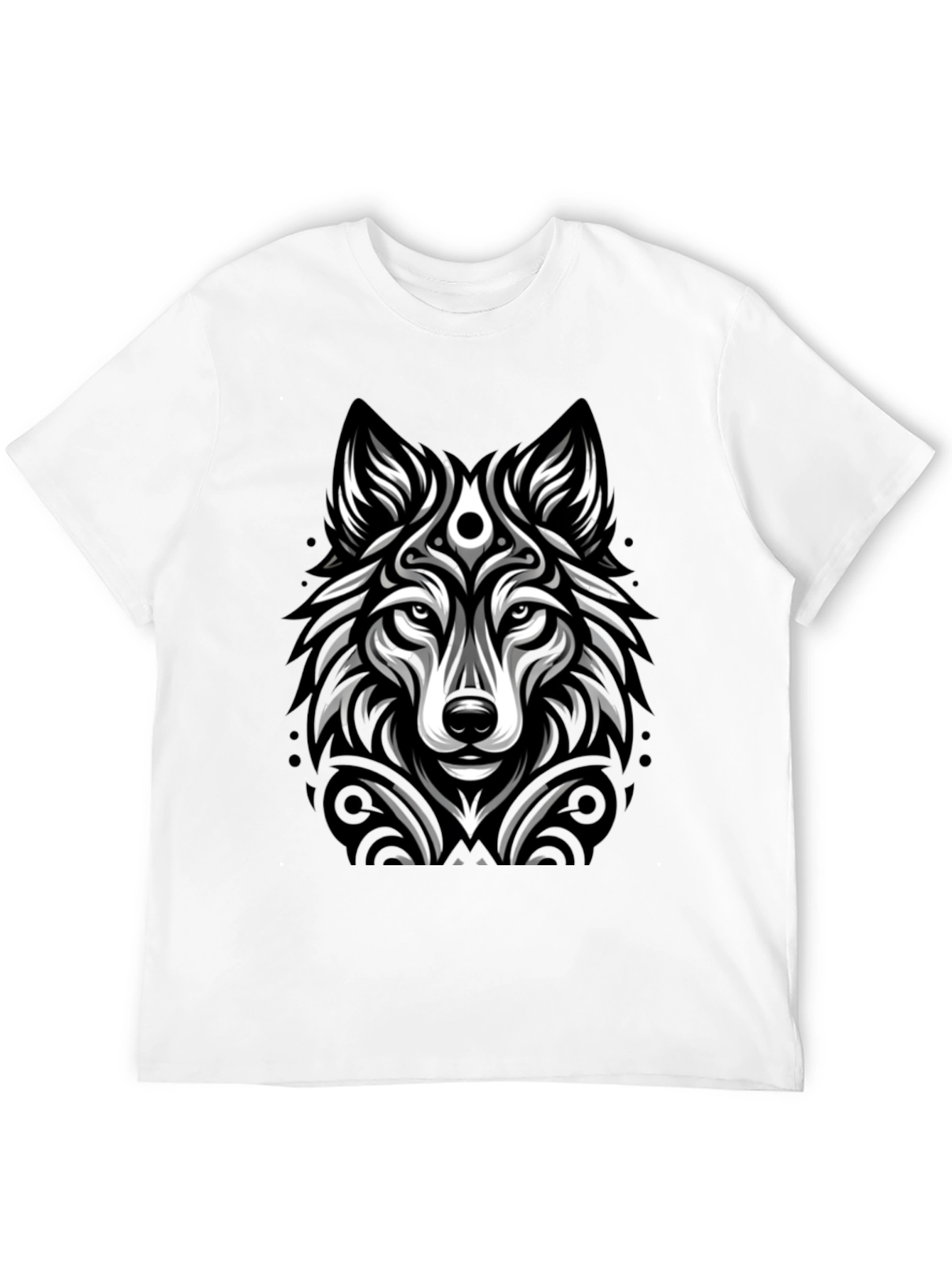 Black Wolf Graphic Print Black T-Shirt view 12