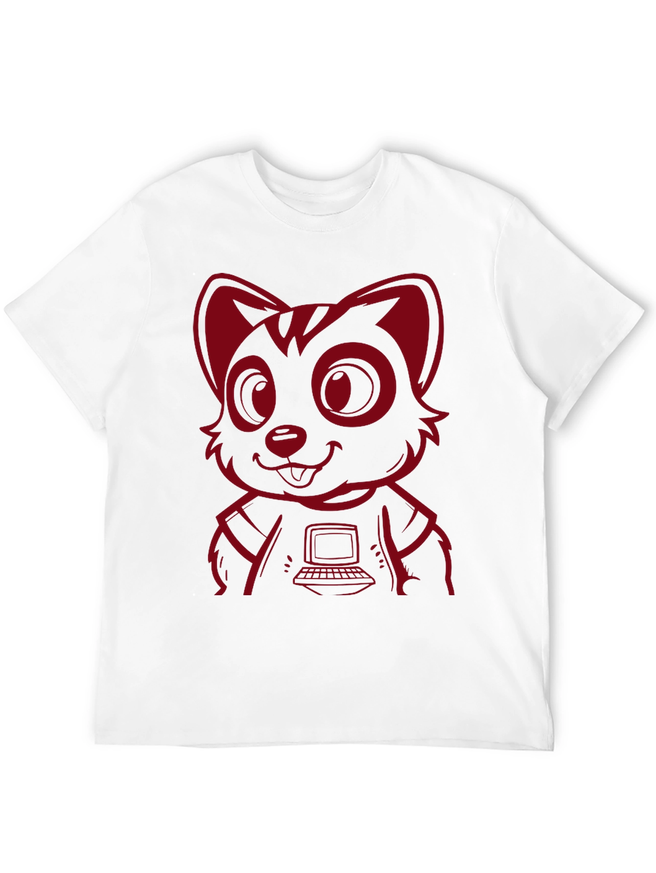 Black Red Raccoon Programmer T-Shirt - Cool Cartoon Design view 12