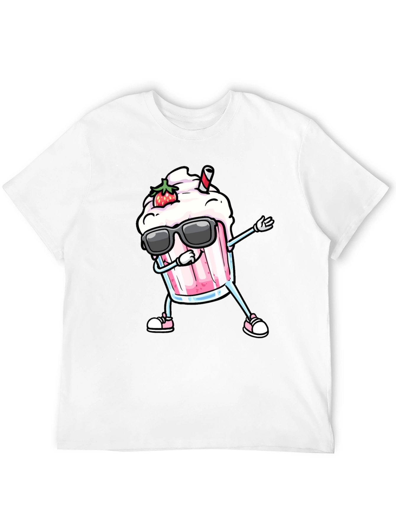 Black Cool Strawberry Milkshake Dabbing Graphic Tee view 12