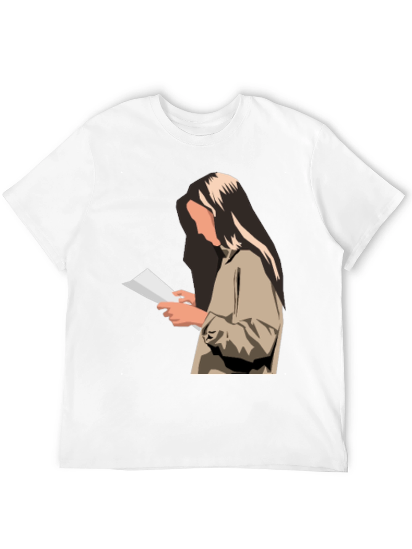 Black Stylish Graphic Print T-Shirt - Reading Woman Design view 12