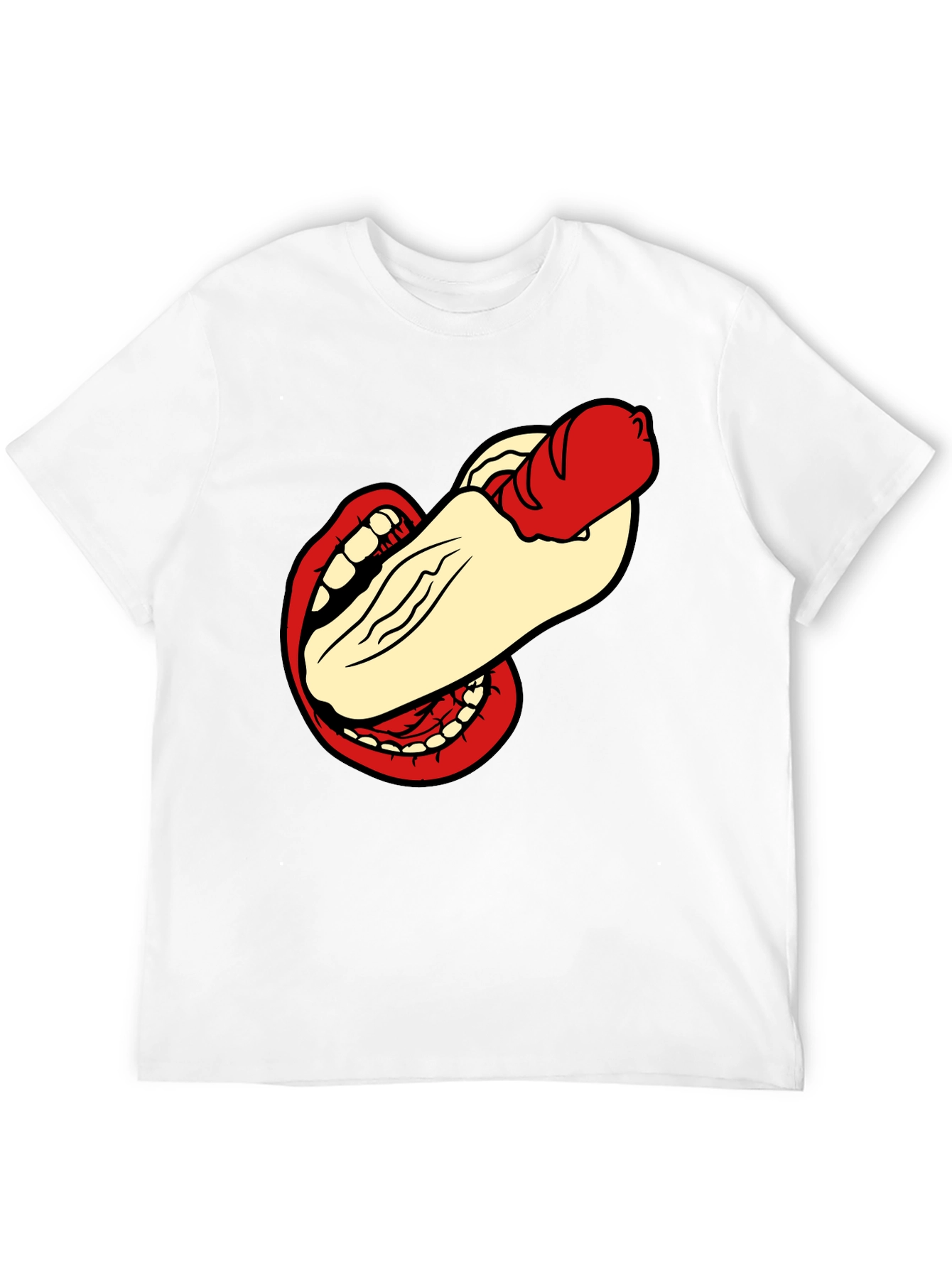 Black Humorous Hot Dog Bite Black T-Shirt view 12
