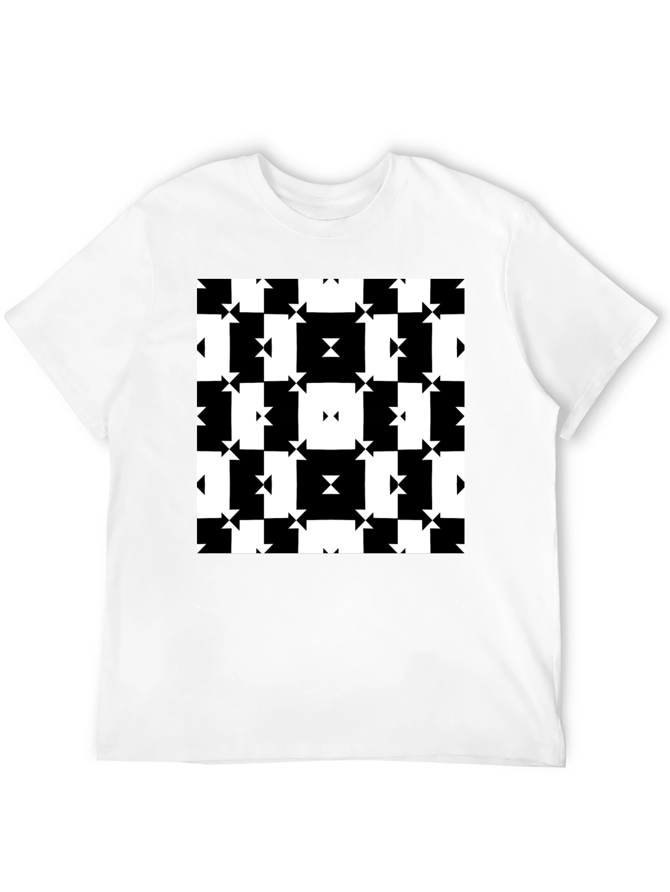 Black Geometric Pattern Tee - Modern Black & White Design view 12