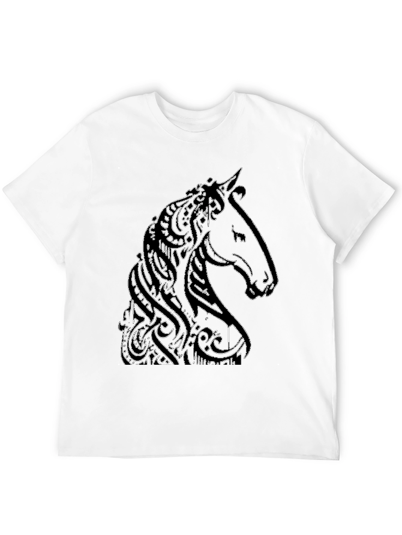 Black Abstract Horse Graphic Tee - Black view 12