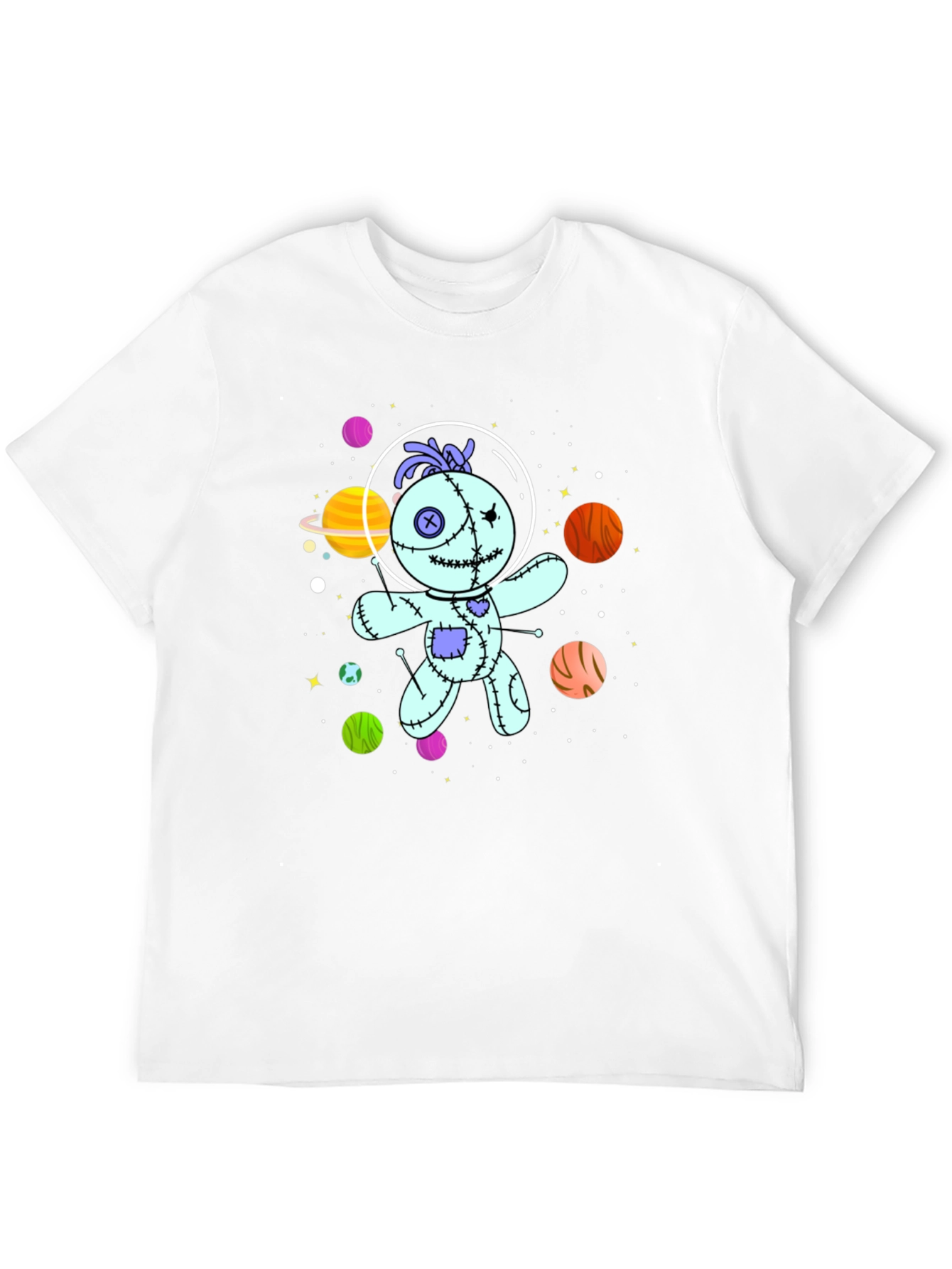 Black Astronaut Voodoo Doll T-Shirt - Unisex Black Tee view 12