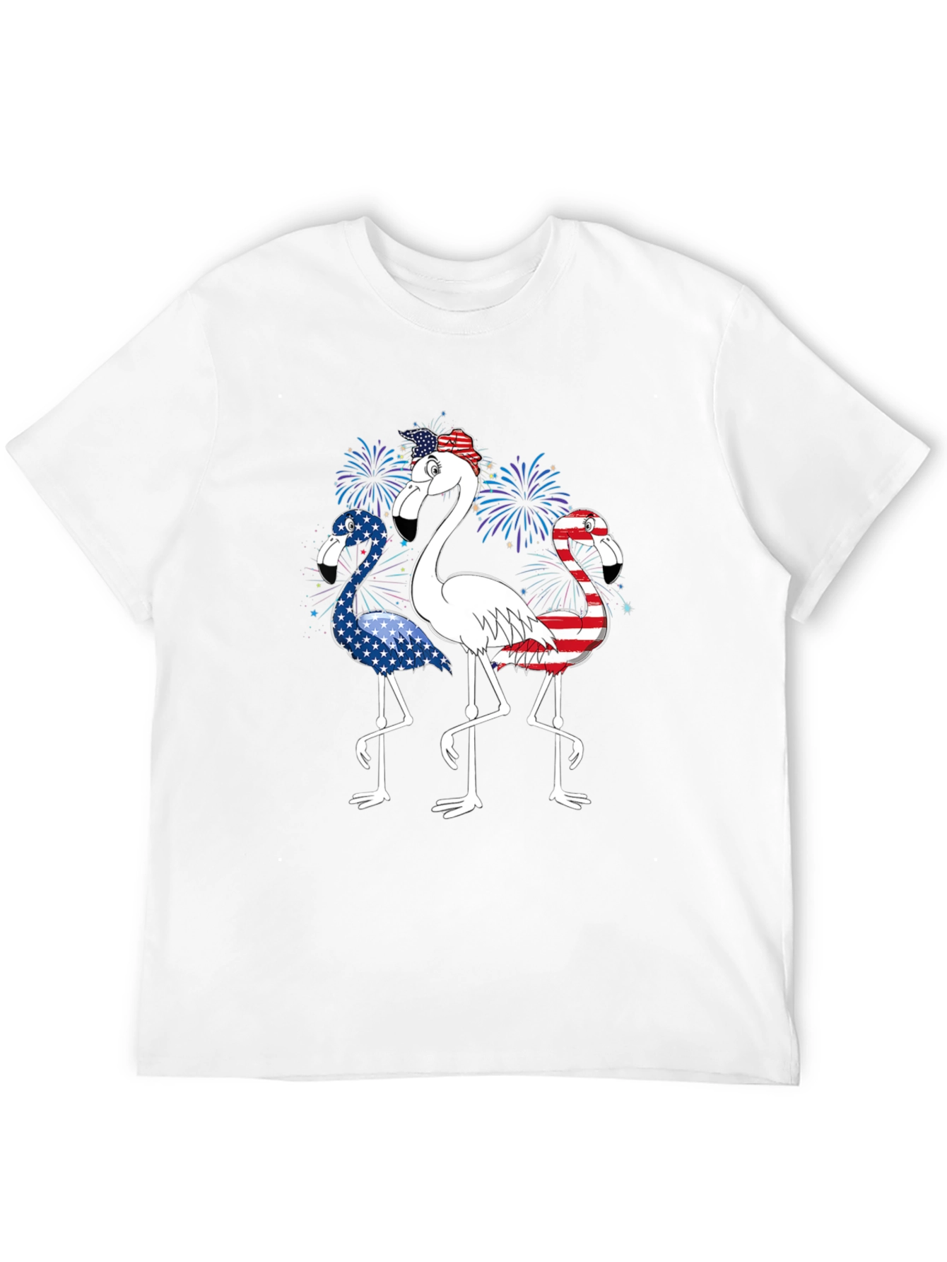 Black Patriotic Flamingo Graphic Tee - USA Flag Design view 12