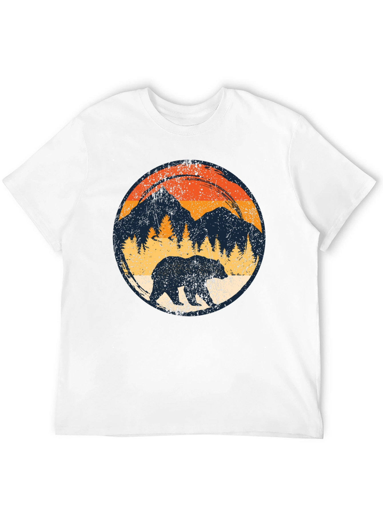 Black Retro Bear Mountain Black T-Shirt view 12