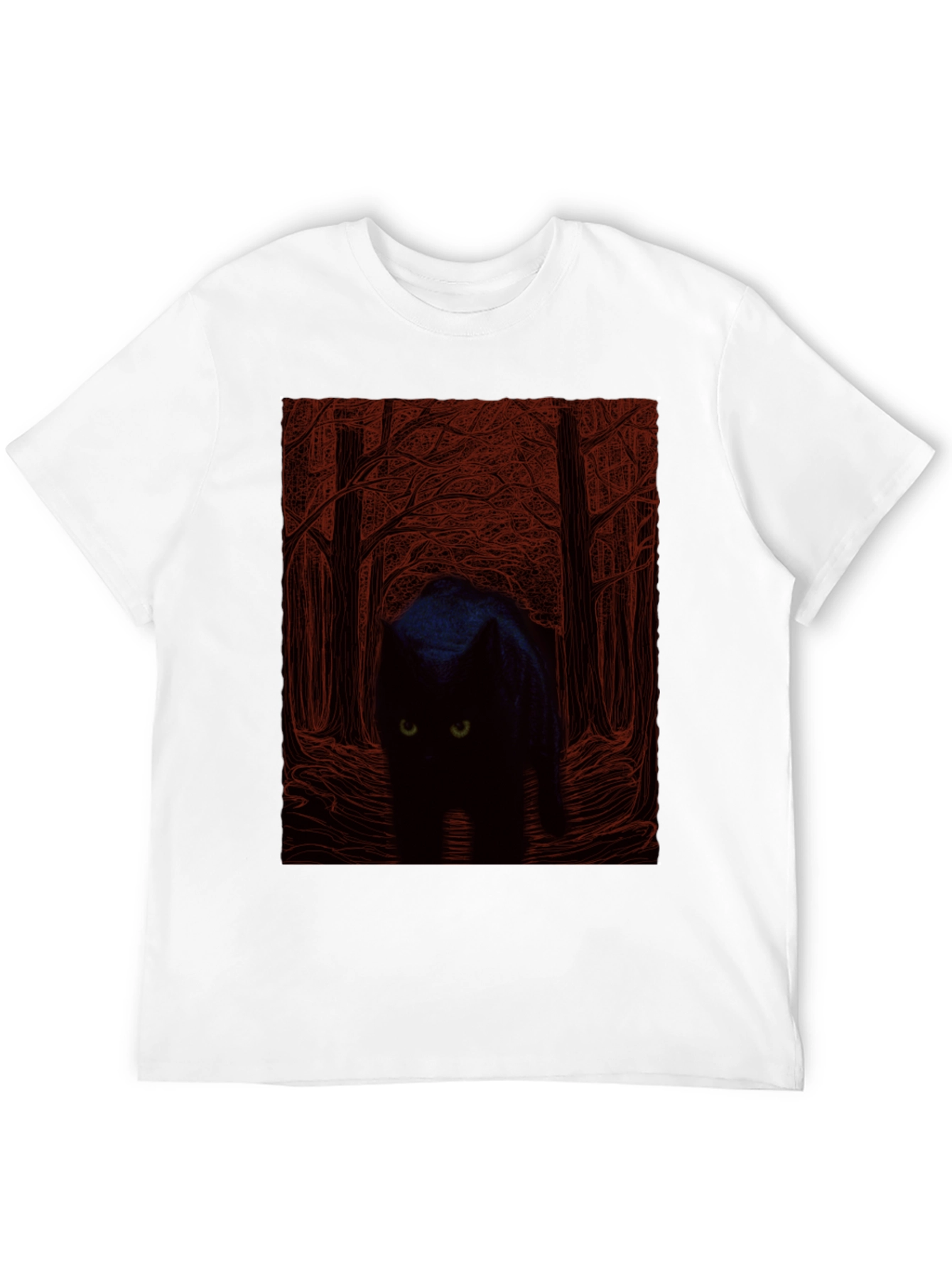 Black Black Cat Forest Graphic Tee - Men's Black T-Shirt view 12