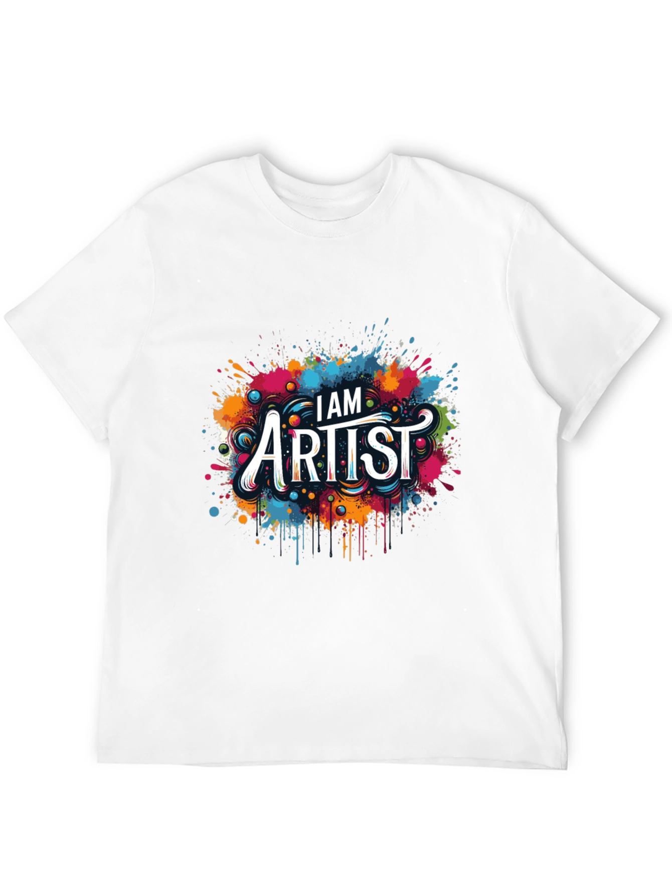 Black I AM Artist Tee: Creative Color Splash Graphic T-Shirt view 12