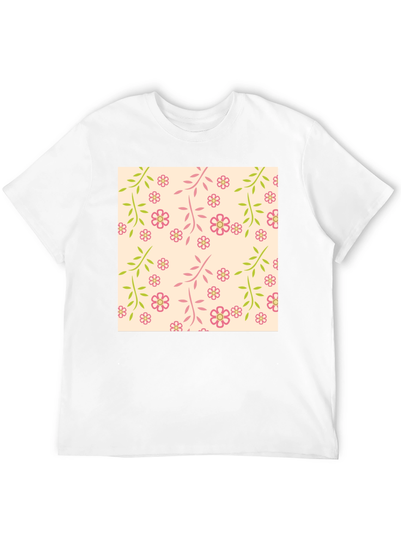 Black Floral Pattern Black T-Shirt view 12