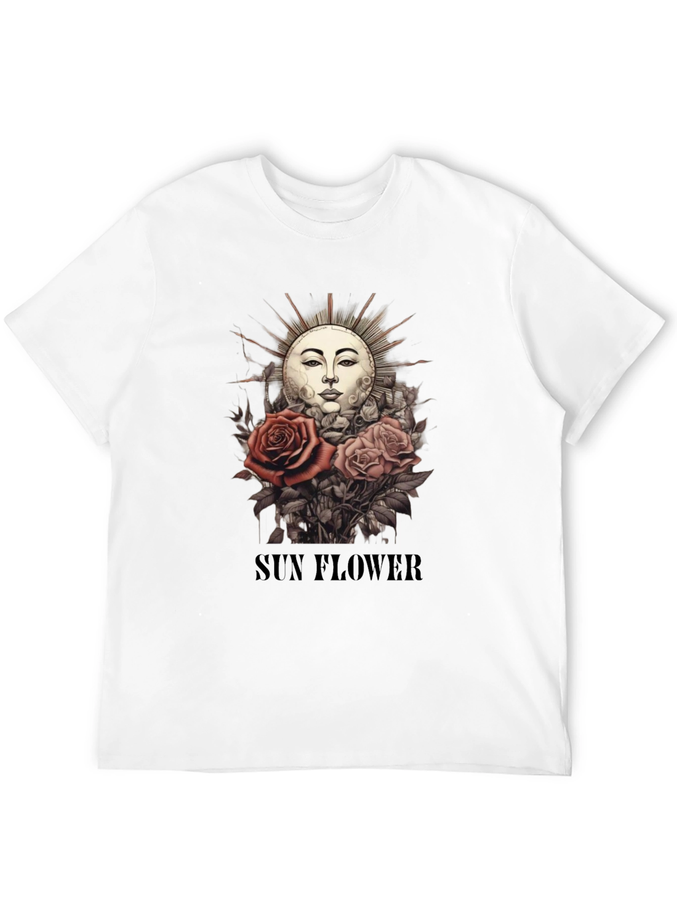 Black Sun Flower Graphic T-Shirt - Unique Design view 12