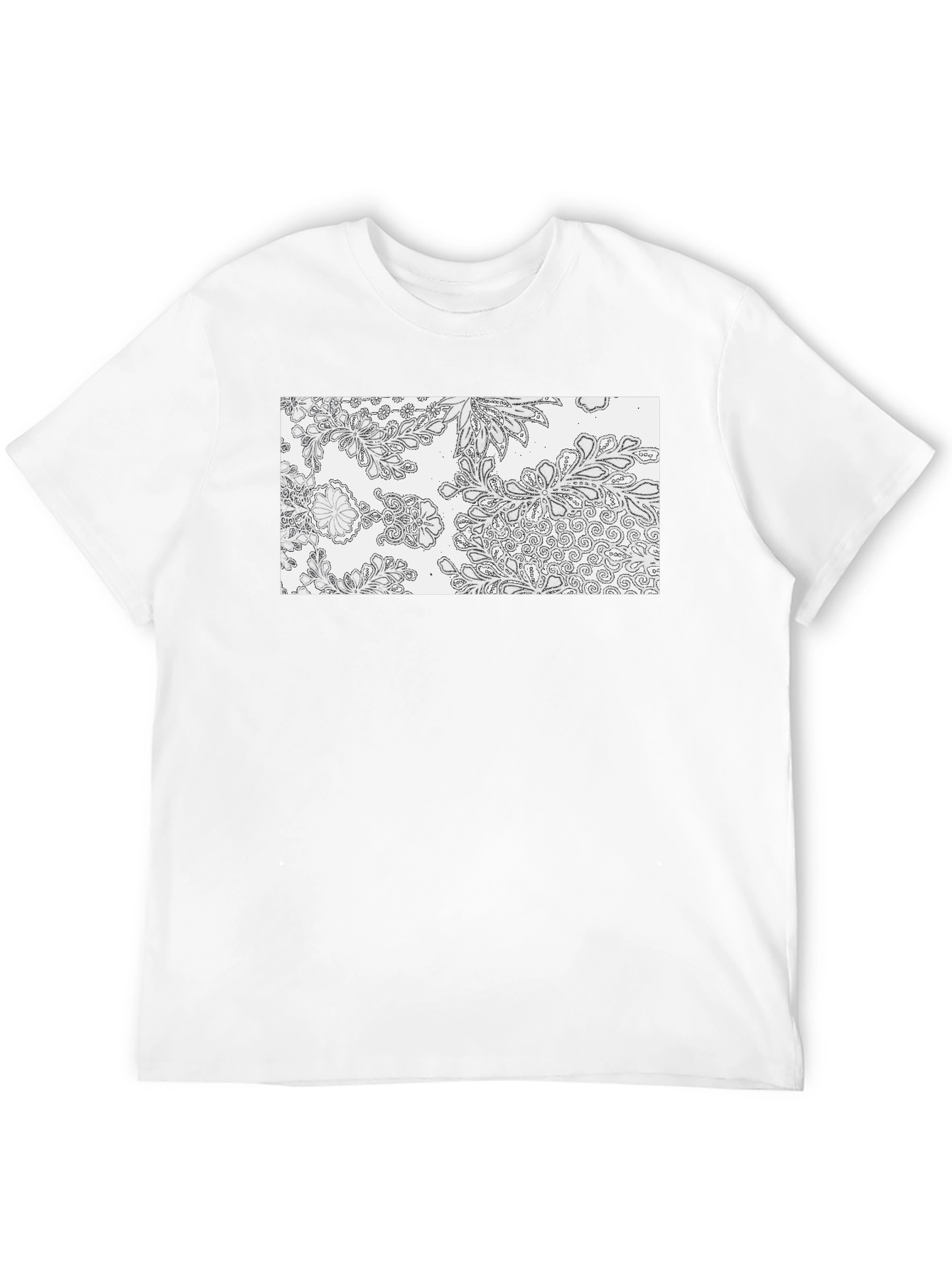 Black Floral Pattern Black Cotton Tee view 12