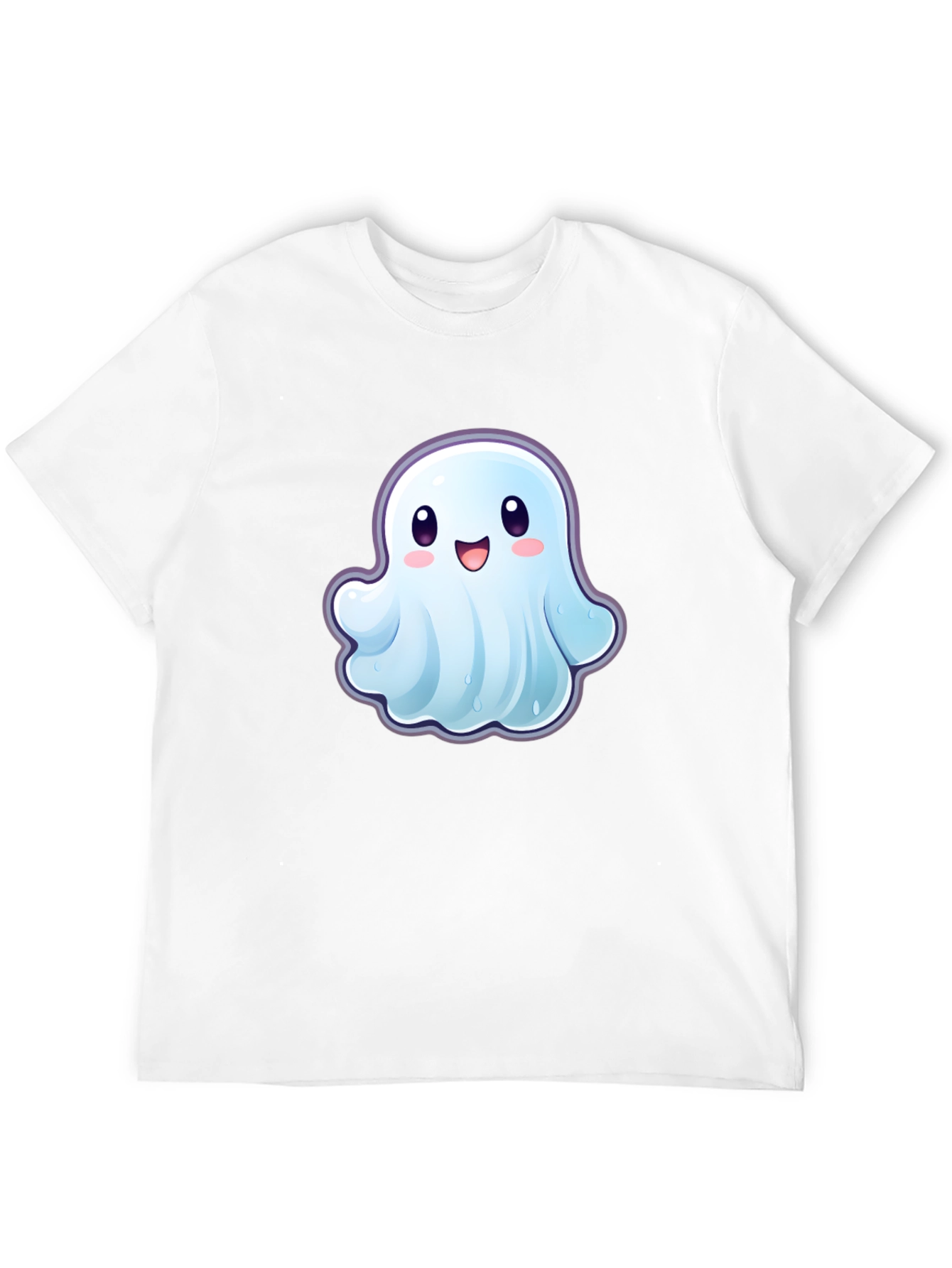 Black Cute Ghost Graphic T-Shirt - Black Cotton Tee view 12