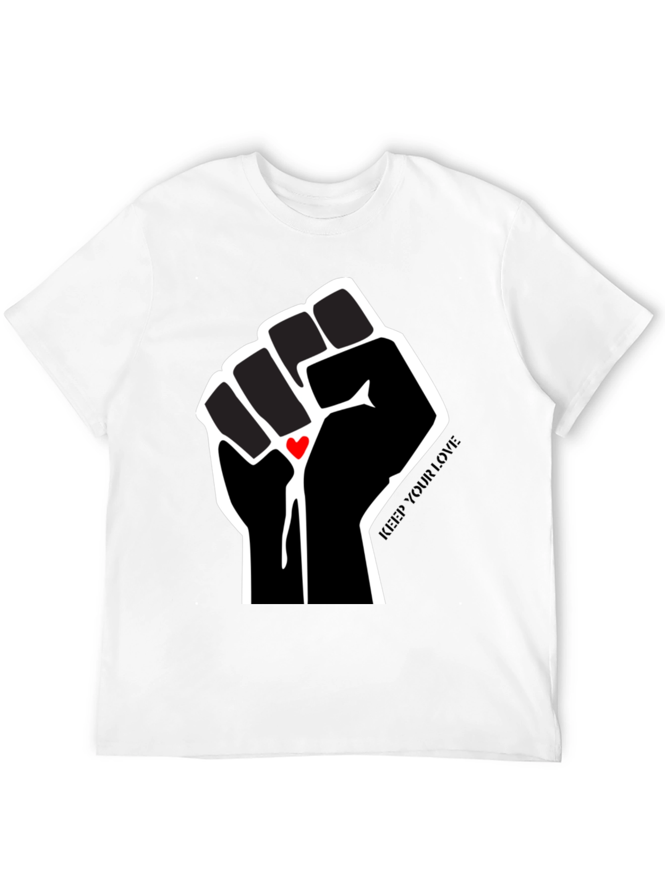 Black Keep Your Love Fist Graphic T-Shirt view 12