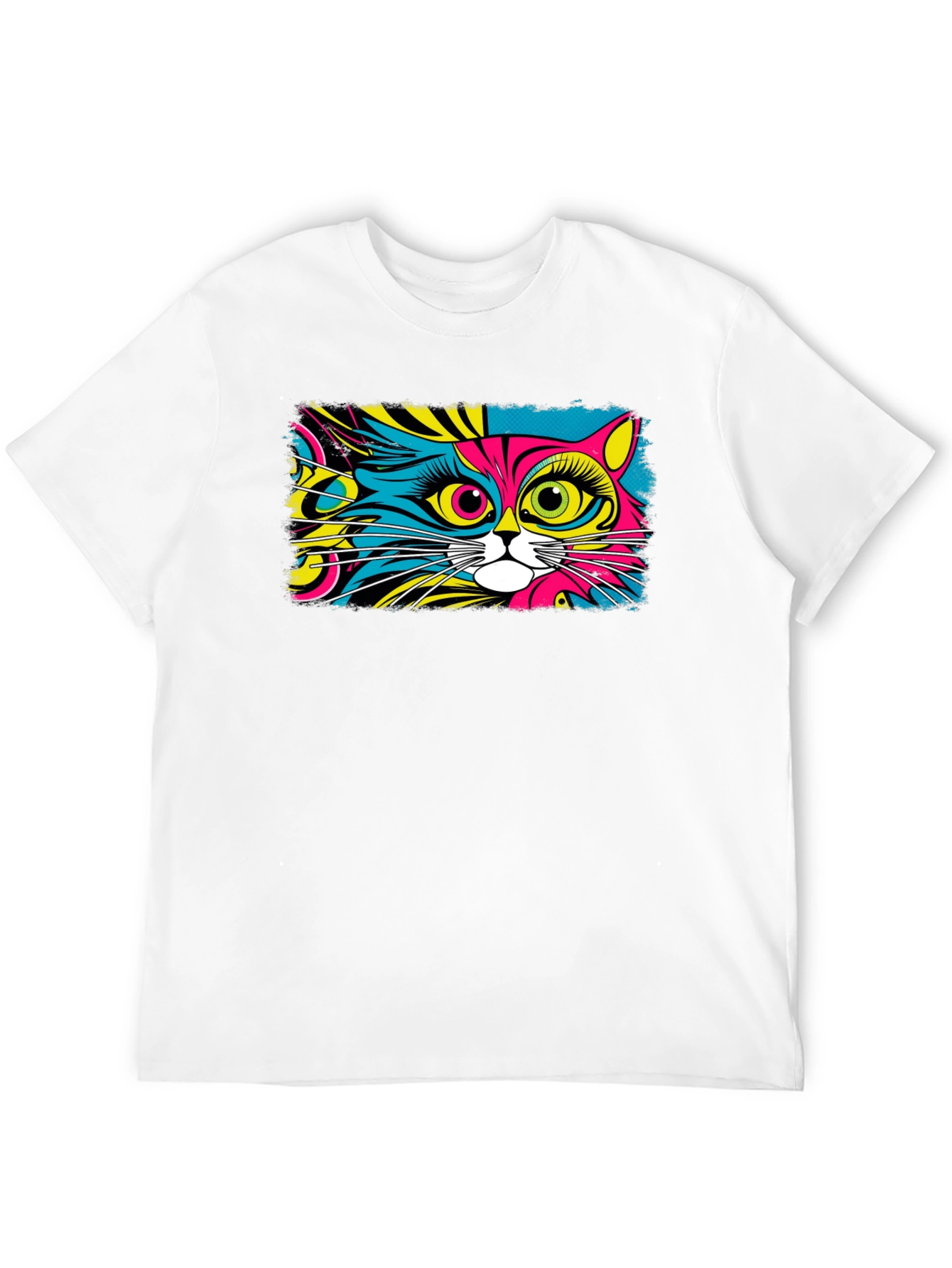 Black Psychedelic Cat Graphic Black T-Shirt view 12