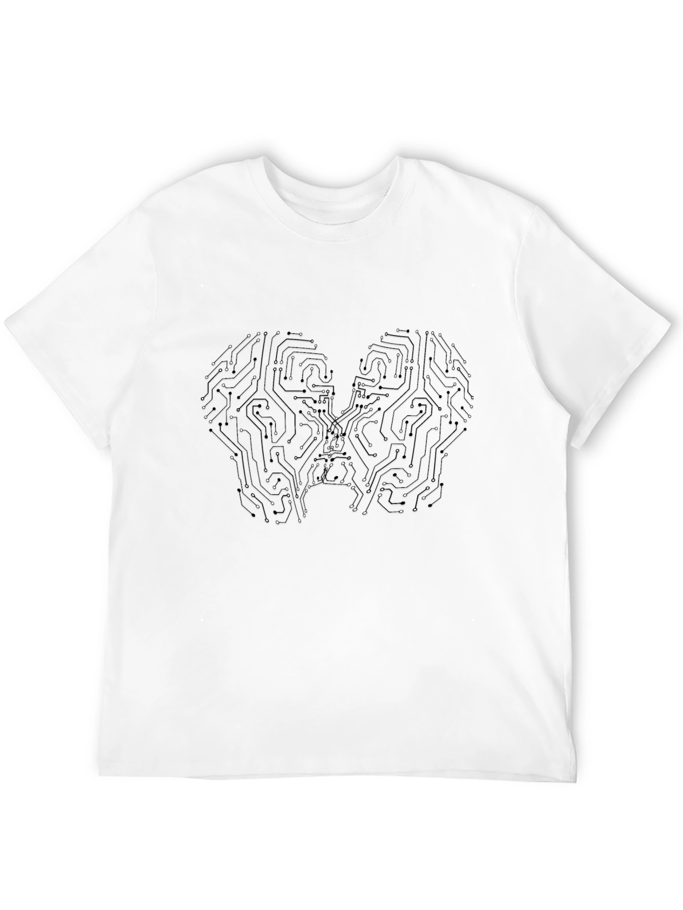 Black Circuit Brain Graphic Tee - Black Casual T-Shirt view 12