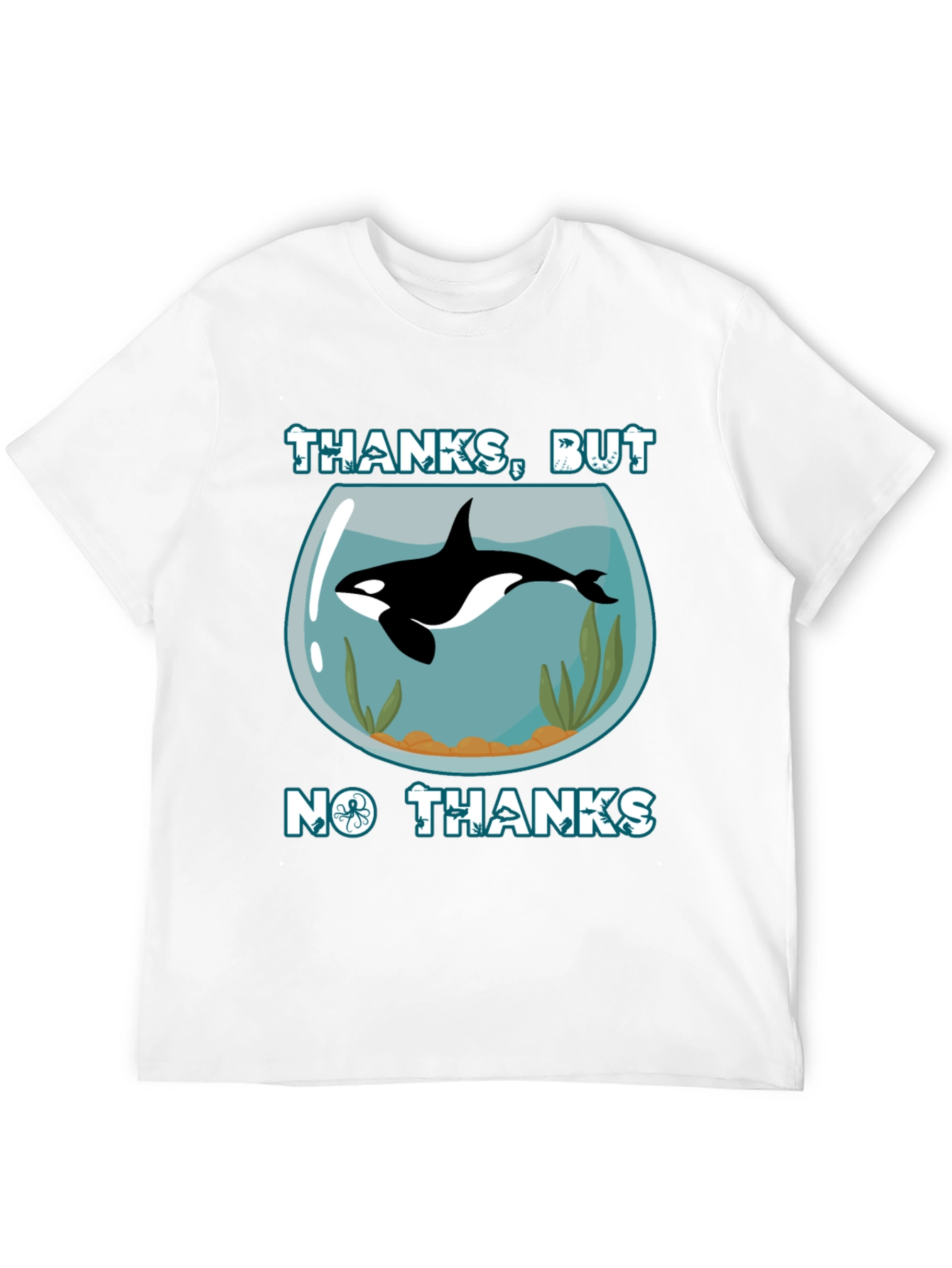 Black Humorous Orca Aquarium Graphic T-Shirt view 12