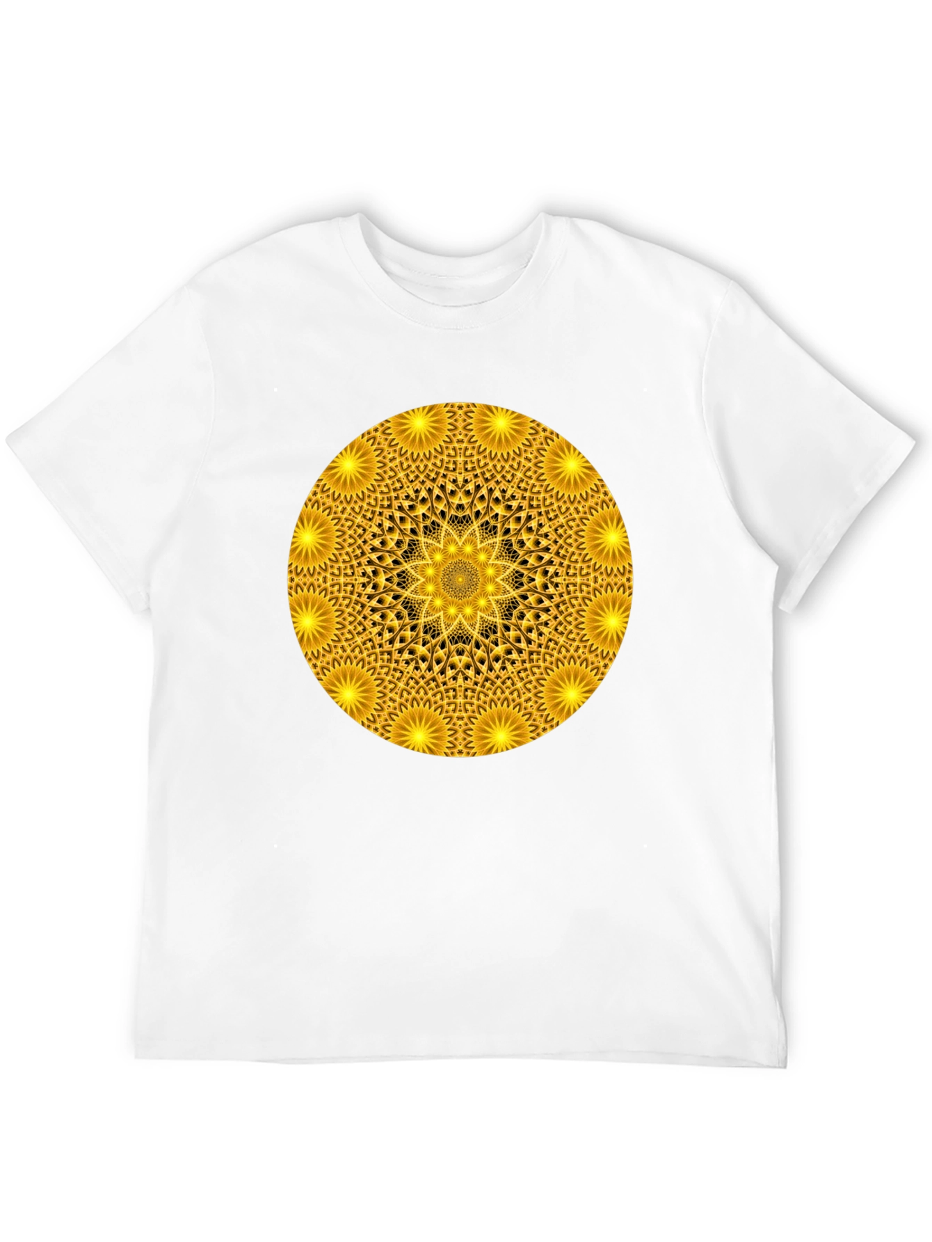 Black Golden Mandala Graphic T-Shirt - Black Crew Neck Tee view 12