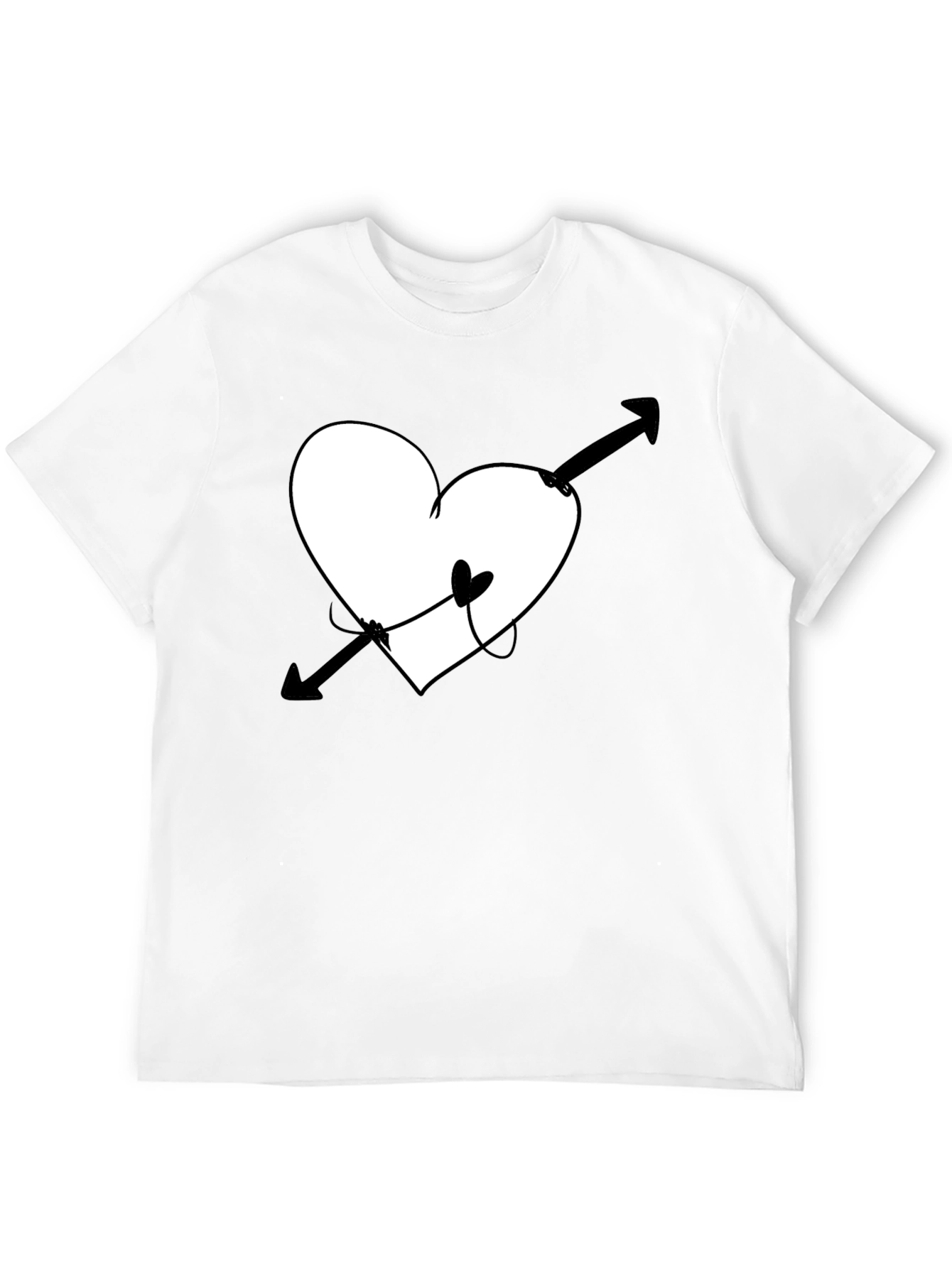 Black Heart Arrow Graphic Tee - Unisex Black T-Shirt view 12