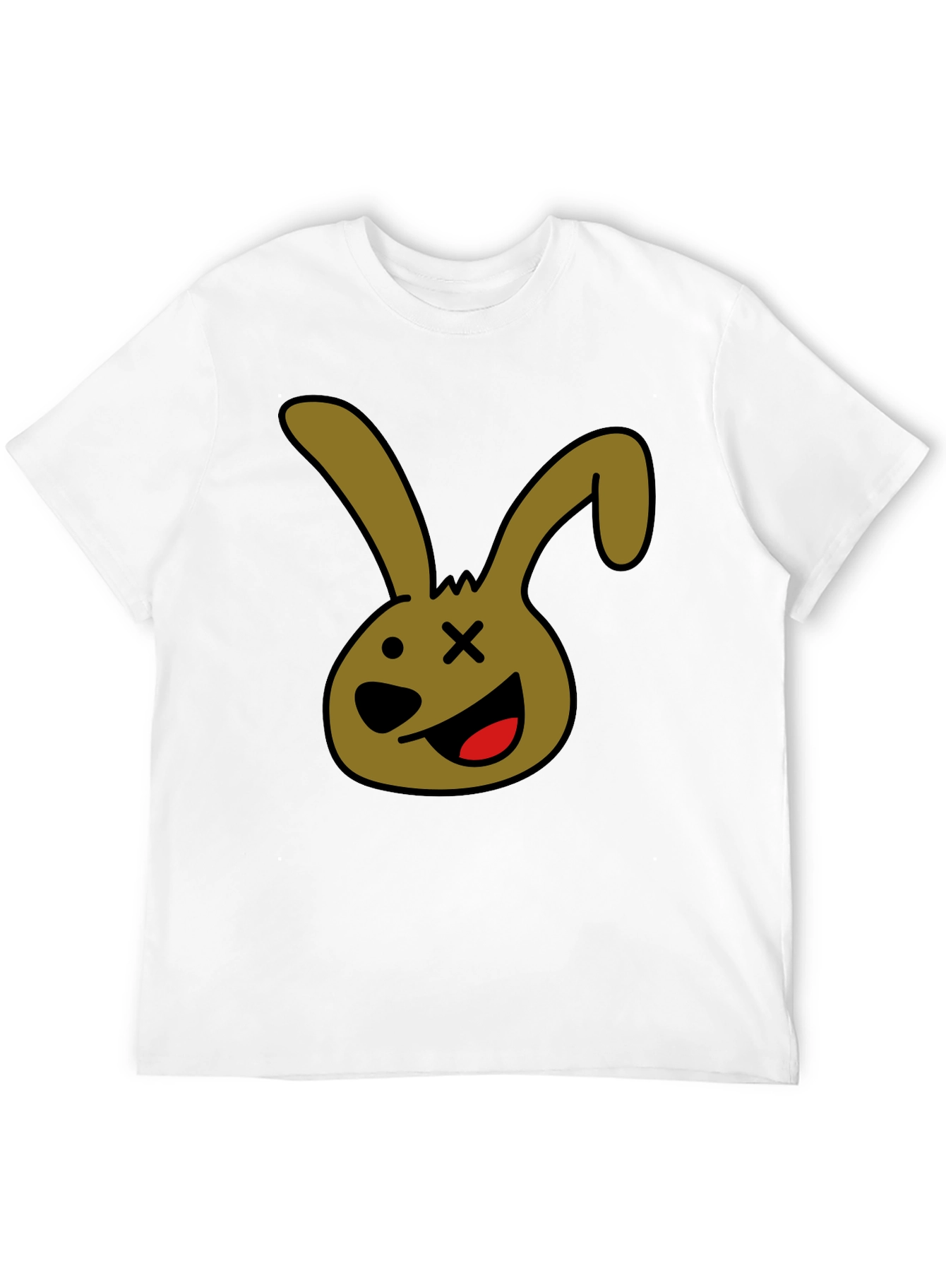 Black Cartoon Bunny Graphic Tee - Black Unisex T-Shirt view 12