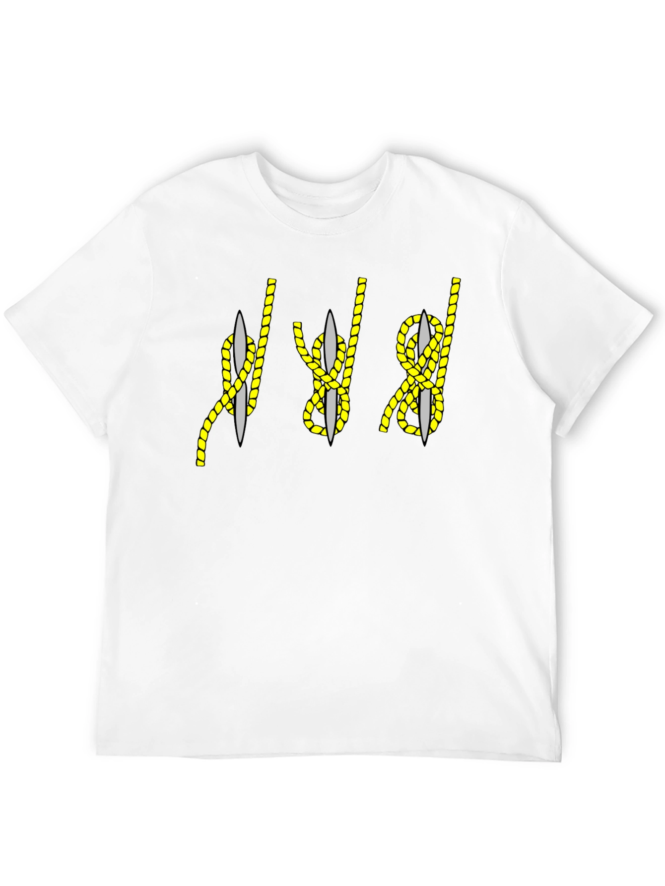 Black Rope Knot & Needle Graphic Tee - Black Cotton Blend view 12