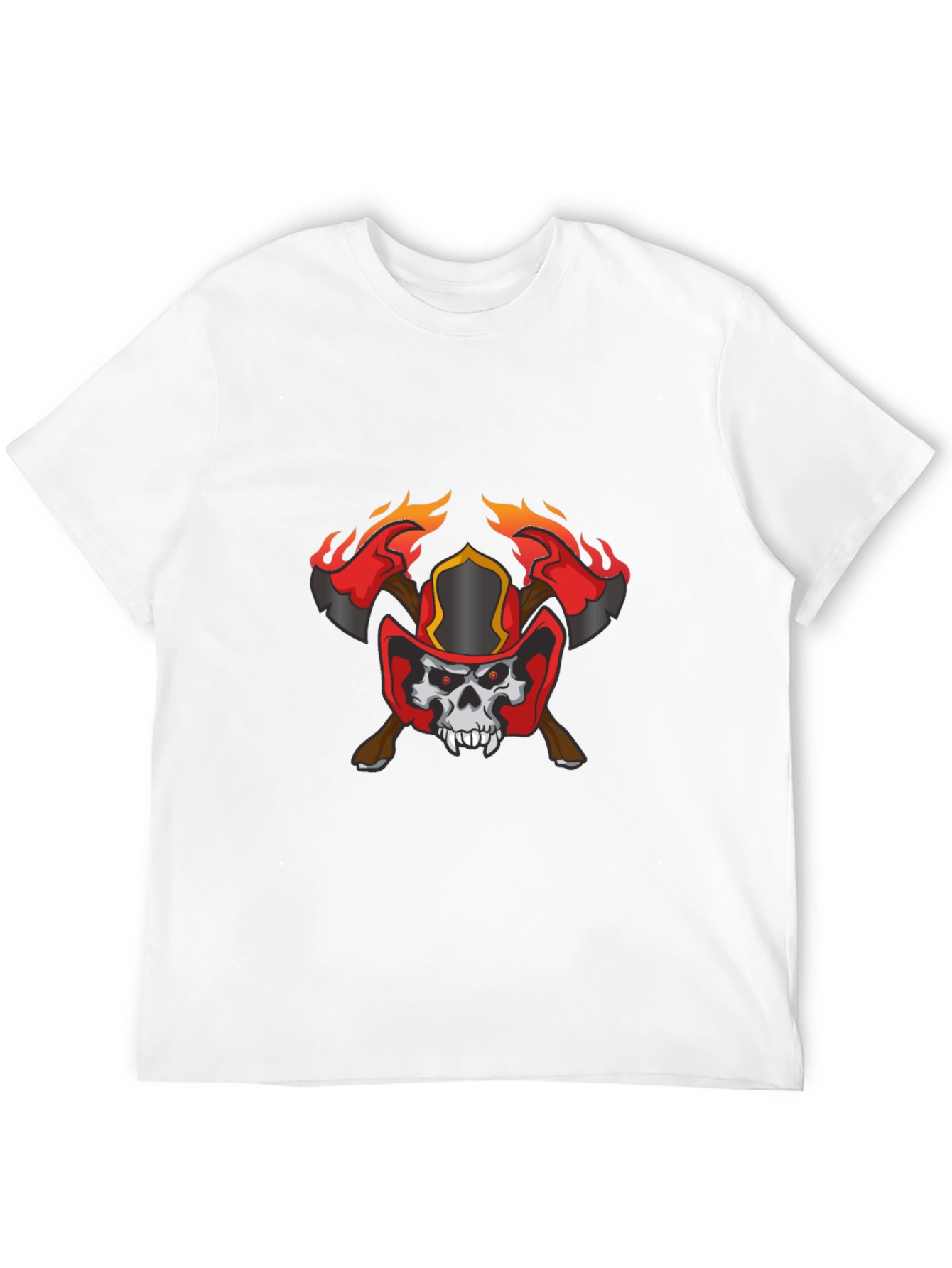 Black Skull Firefighter Axe Graphic T-Shirt view 12