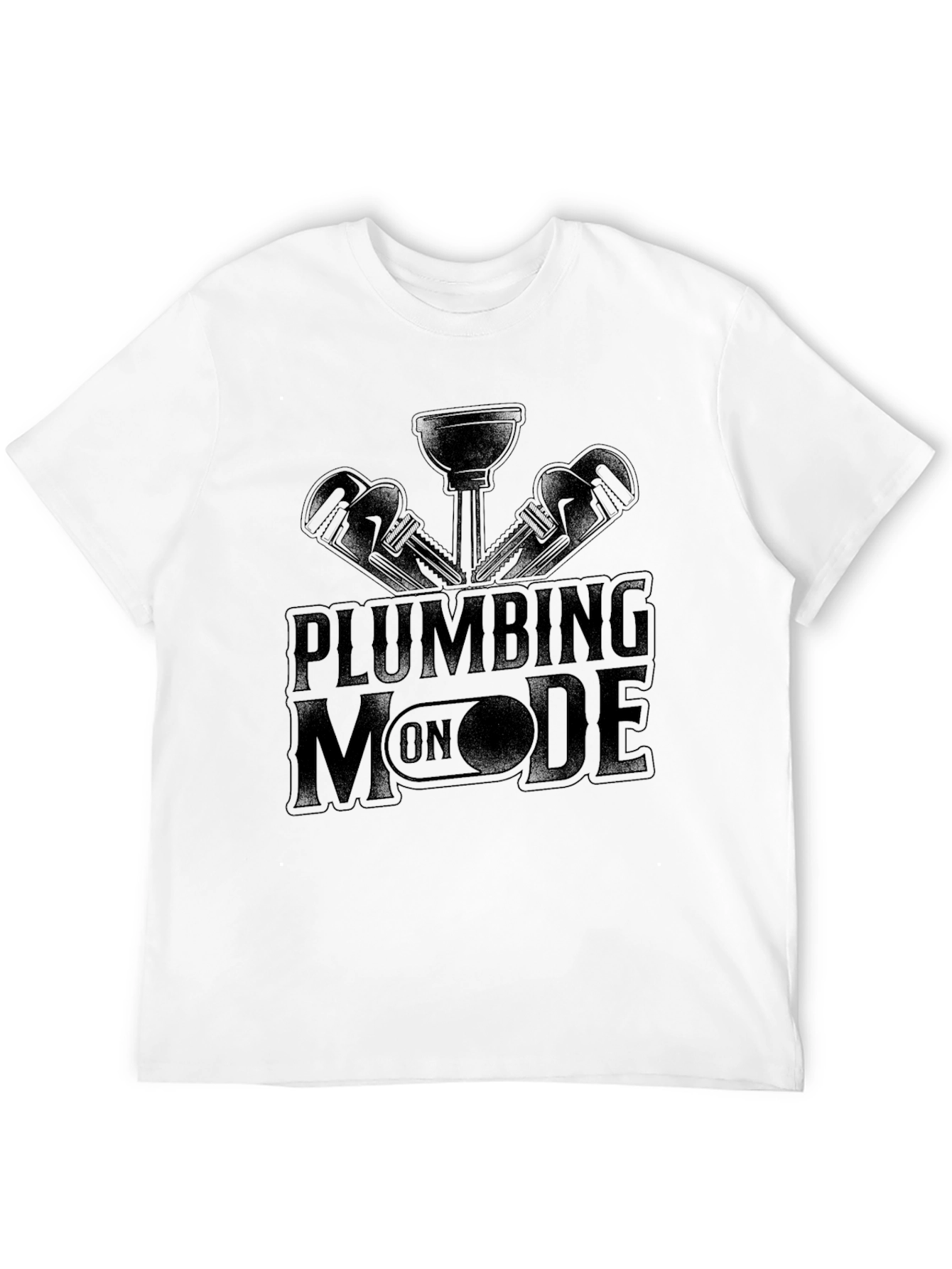 Black Plumbing Mode On Black T-Shirt view 12