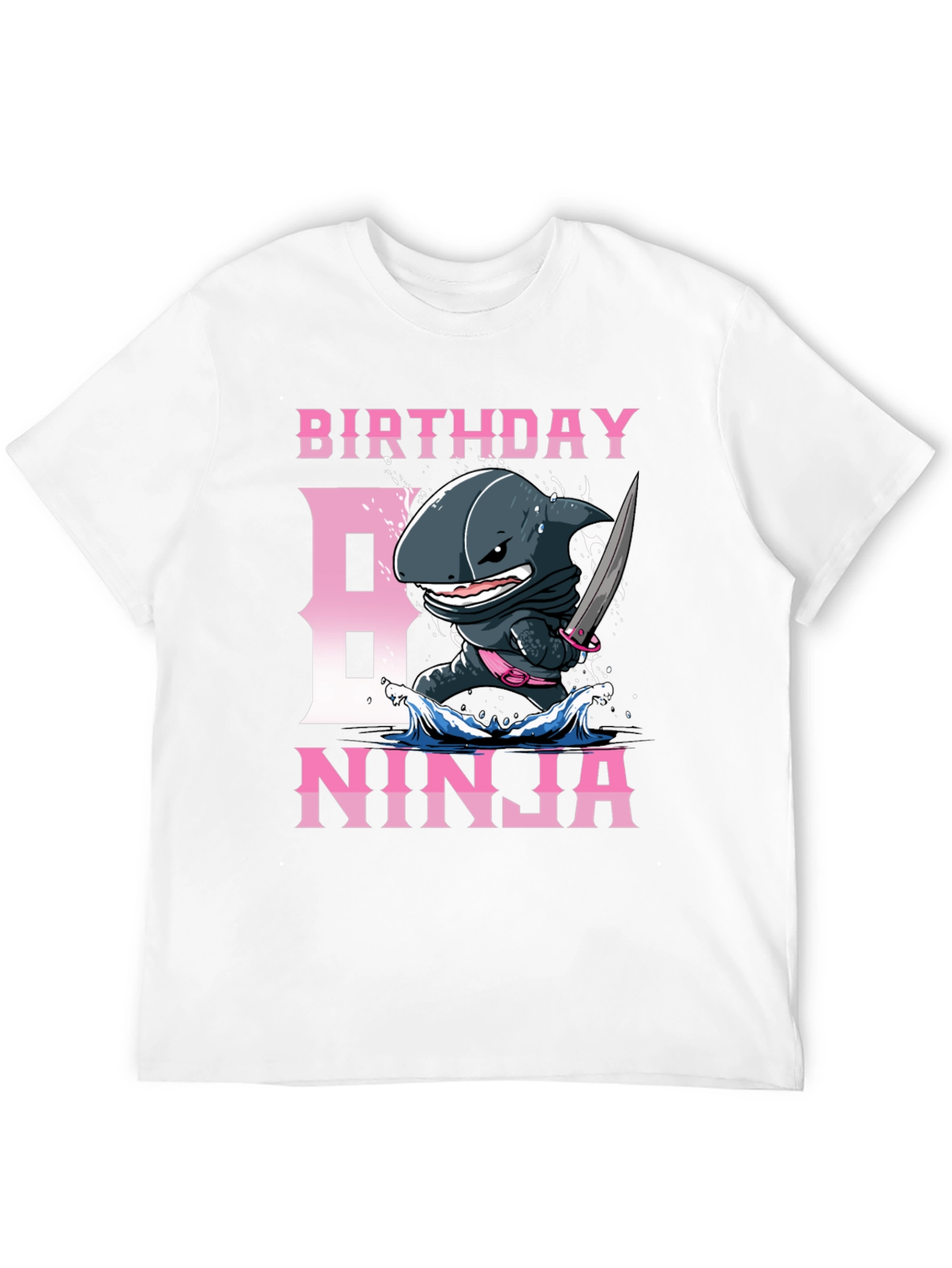 Black Birthday Ninja Shark T-Shirt view 12