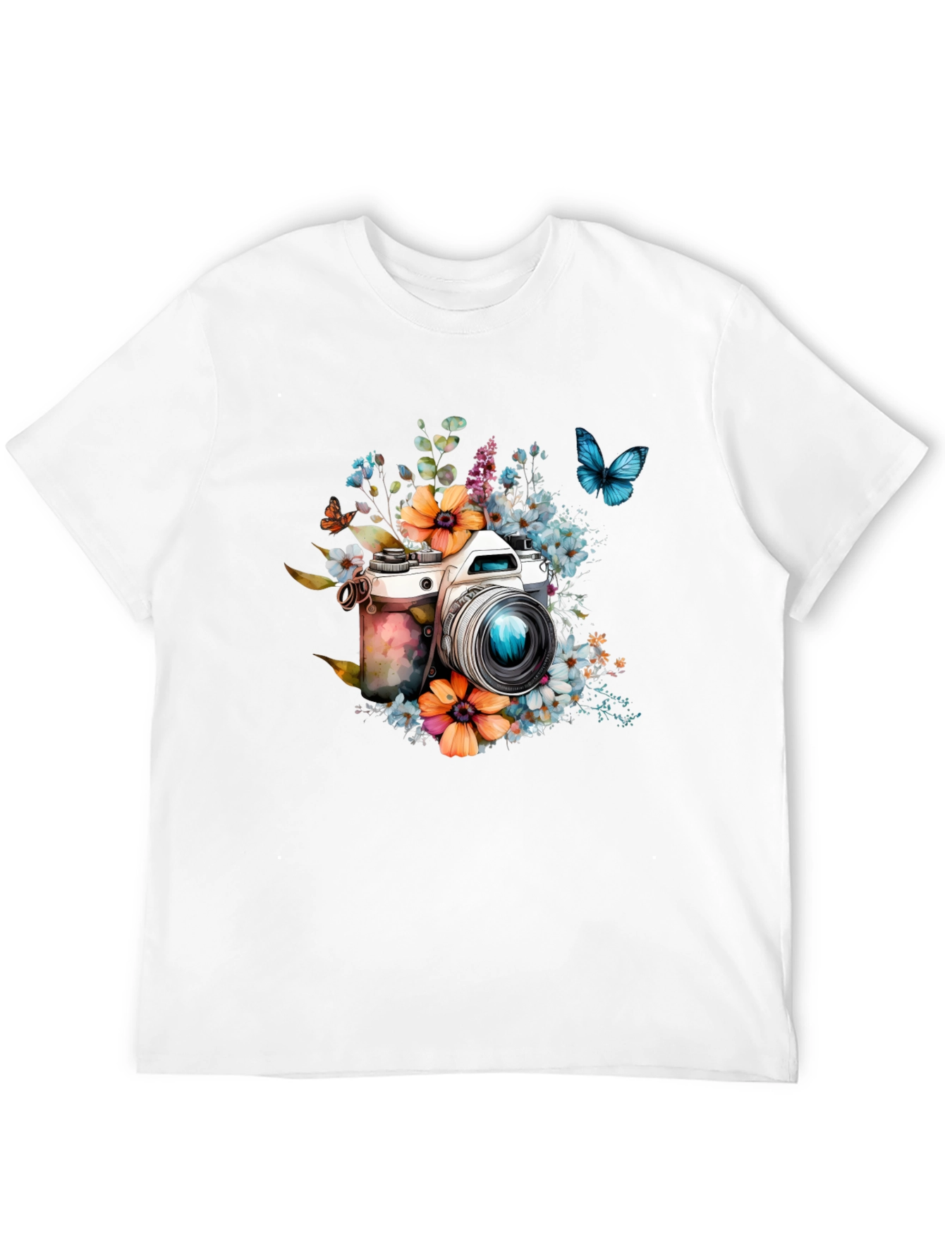 Floral Camera Black T-Shirt - 12