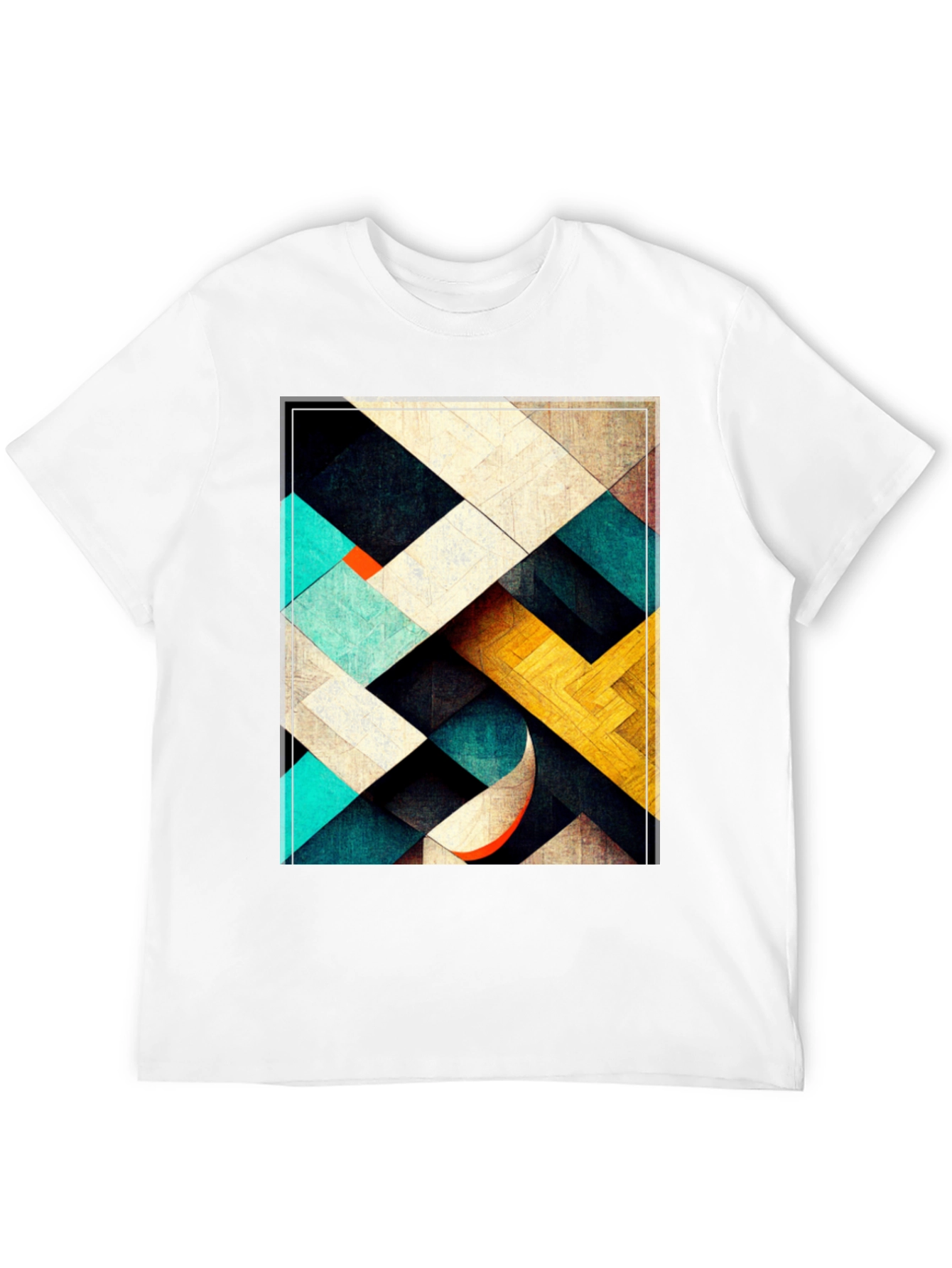 Black Geometric Patterned Black T-Shirt view 12