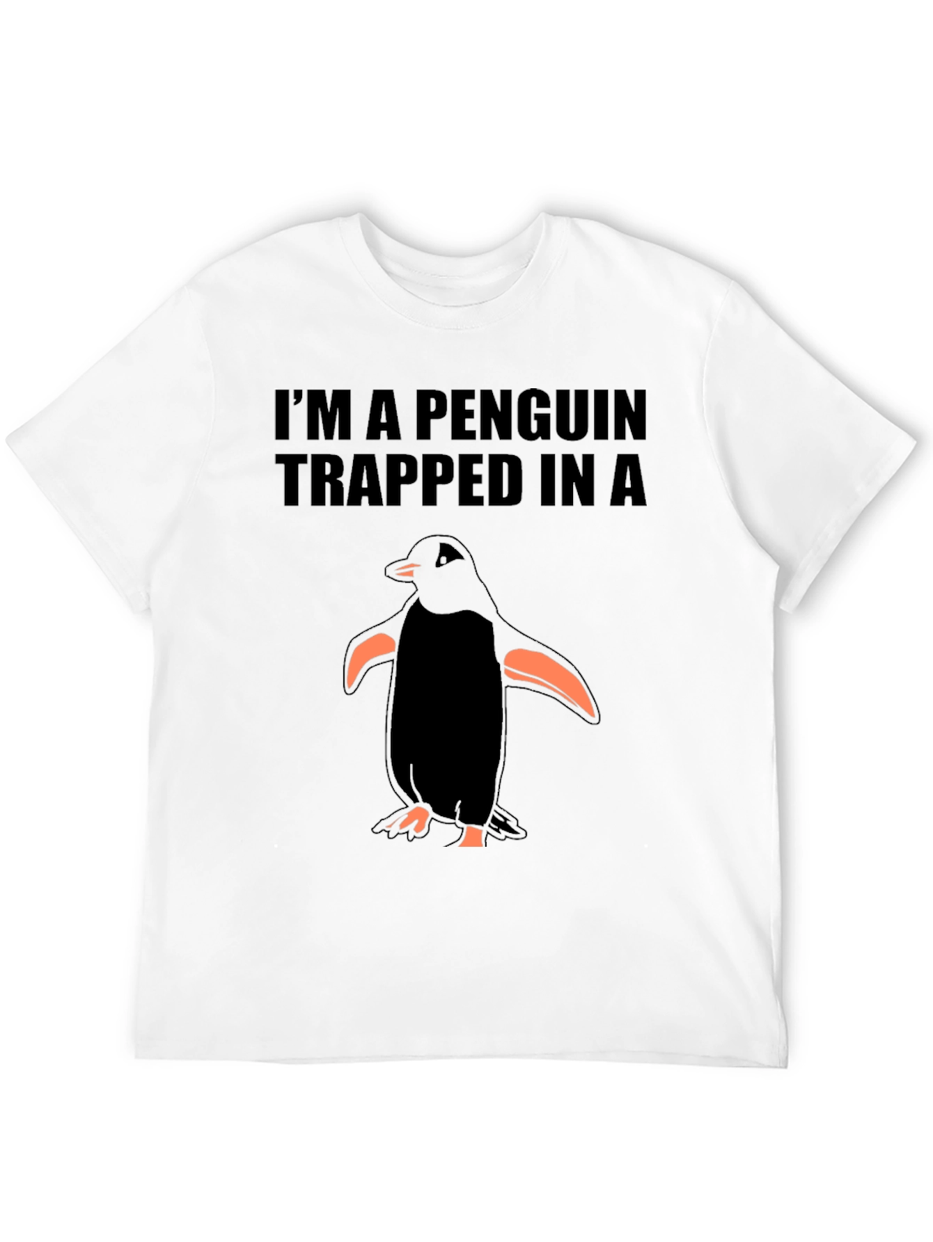 Black Penguin Trapped T-Shirt - Funny Graphic Tee view 12