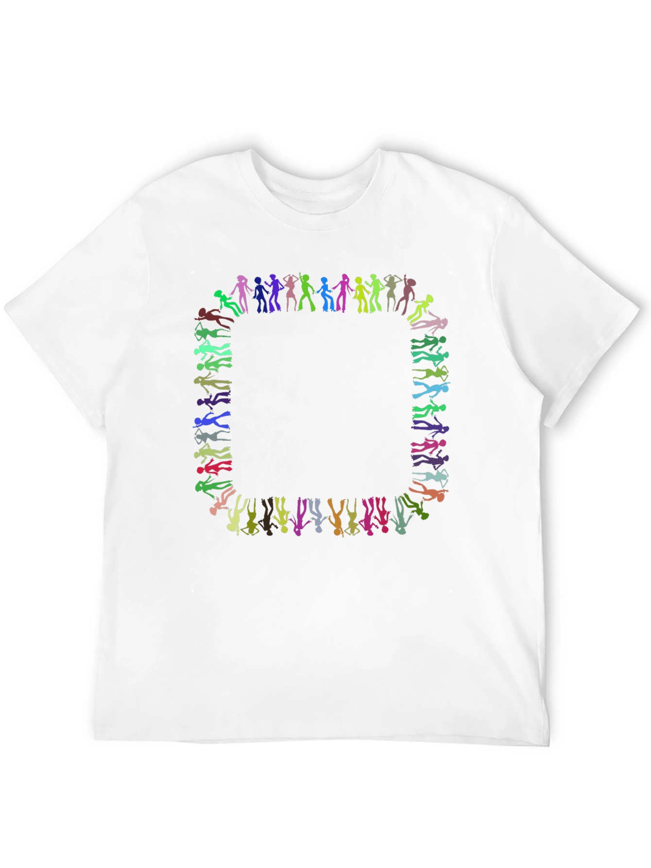 Black Colorful Silhouette People Pattern Black T-Shirt view 12