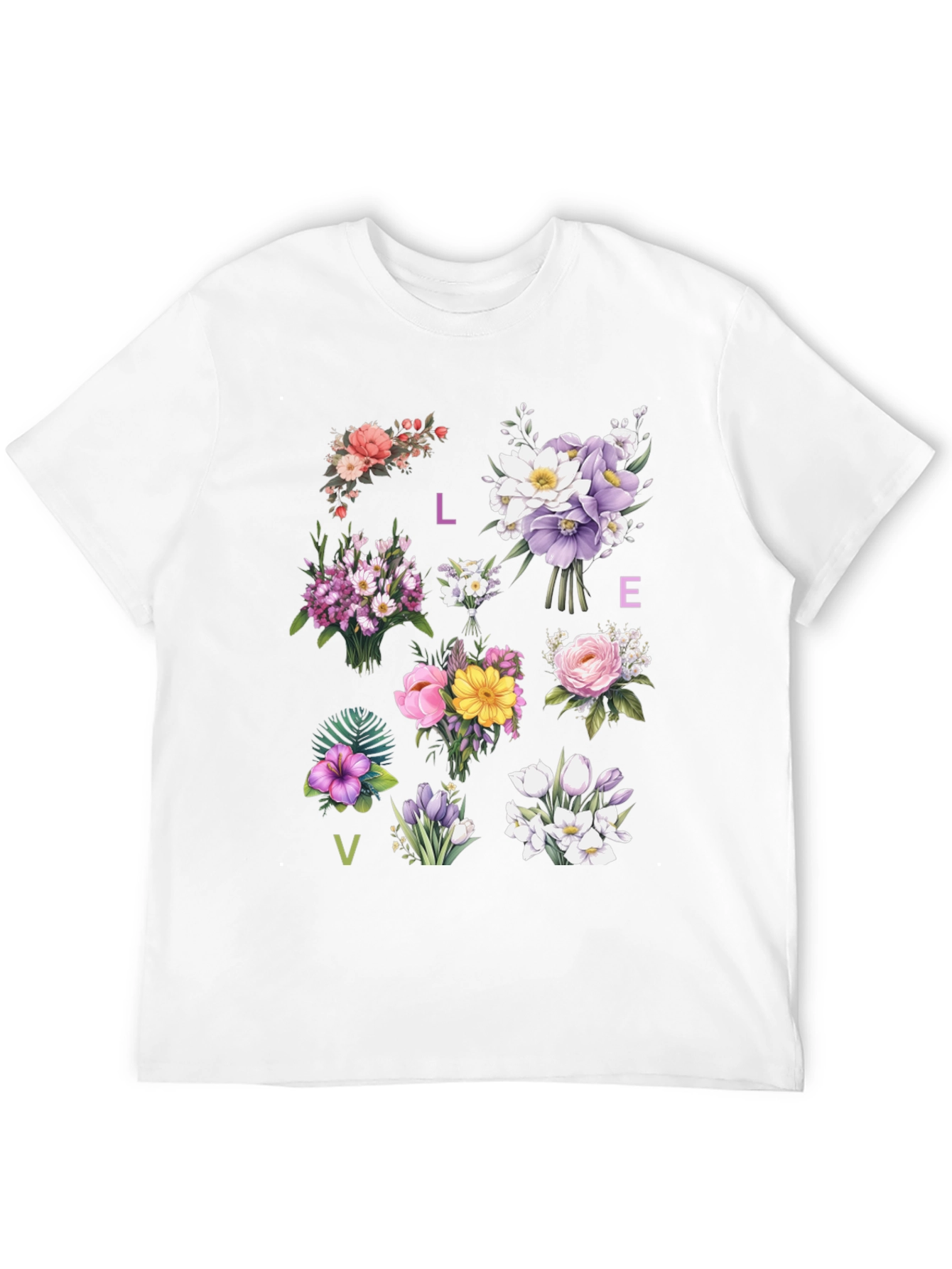 Black Floral LOVE T-Shirt - Botanical Graphic Tee view 12
