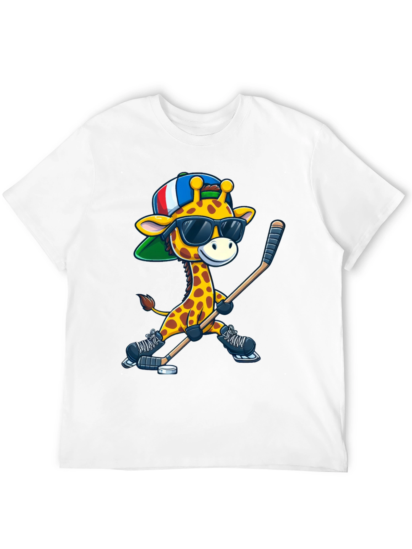 Black Giraffe Hockey Player Graphic Tee view 12