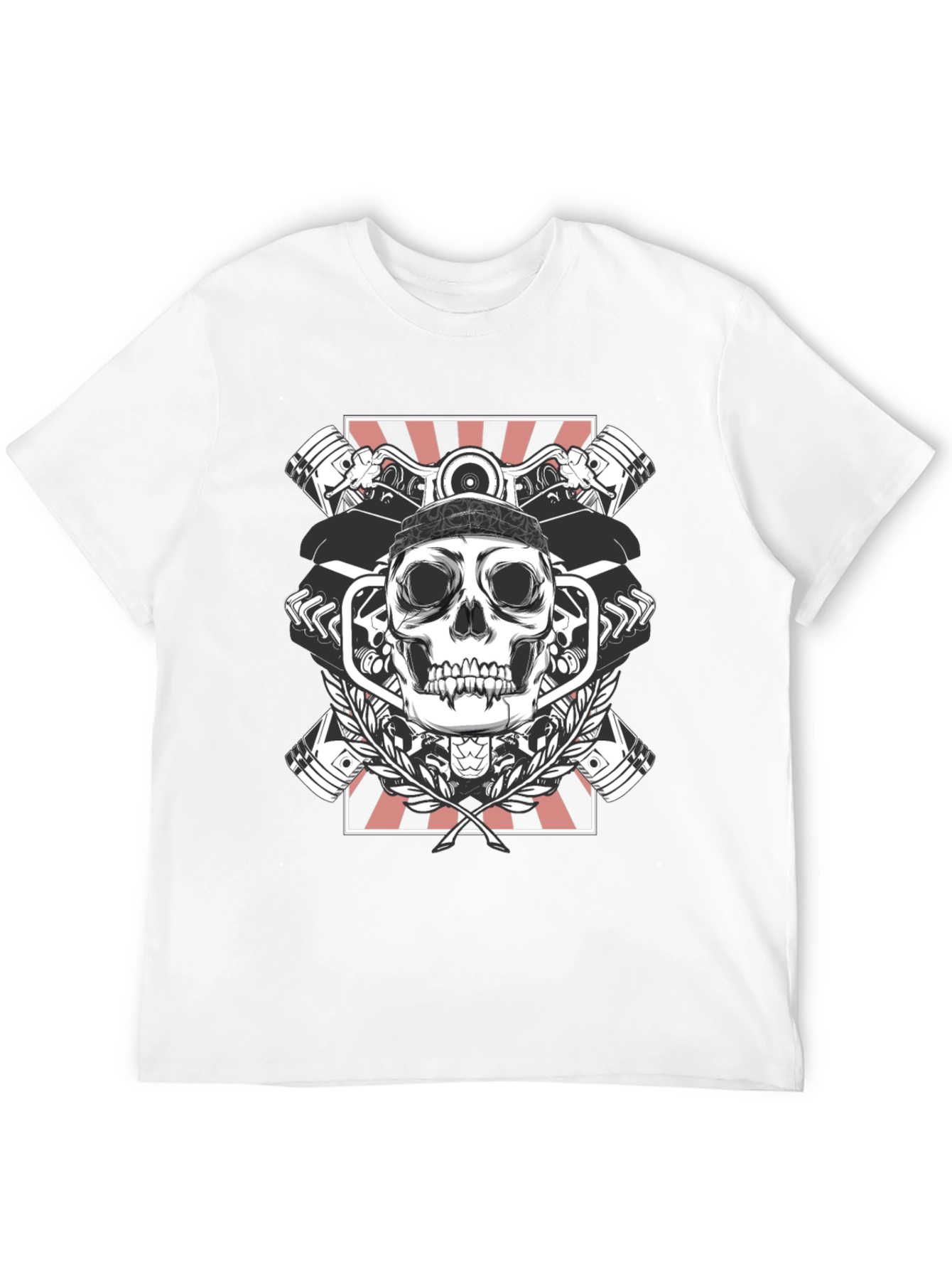 Black Skull & Pistons Graphic Tee - Black view 12