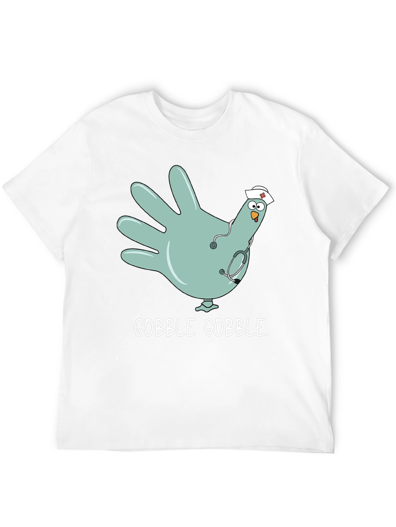 Black Gobble Gobble Nurse Turkey Hand T-Shirt view 12