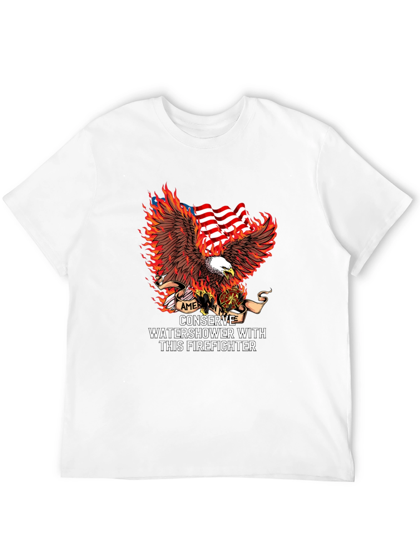 Black American Firefighter Eagle Graphic Tee view 12
