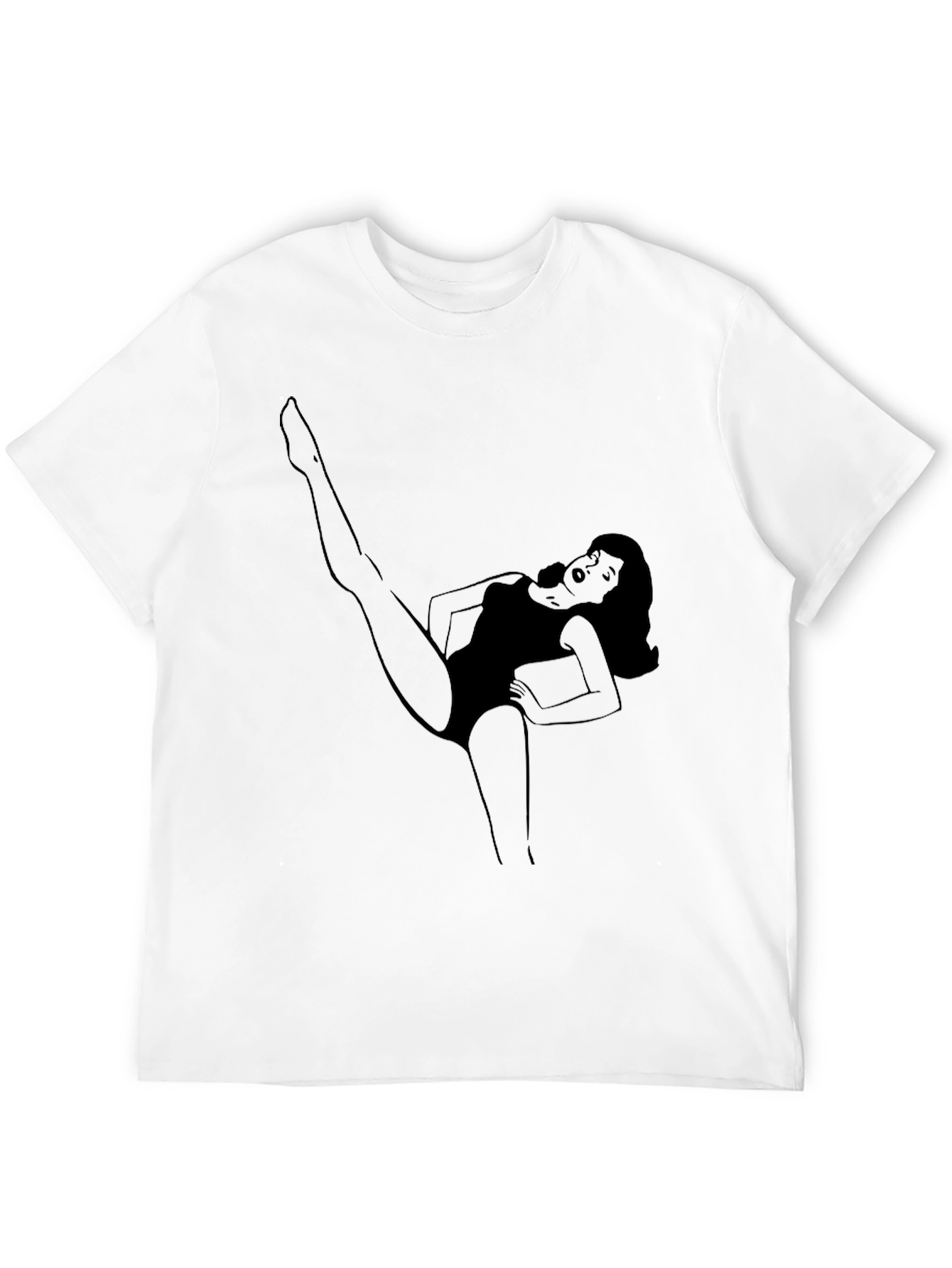 Black Retro Cartoon Woman Tee - Black view 12