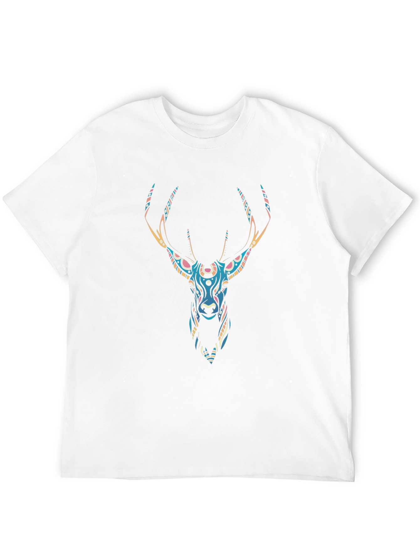 Black Tribal Deer Graphic Black T-Shirt view 12