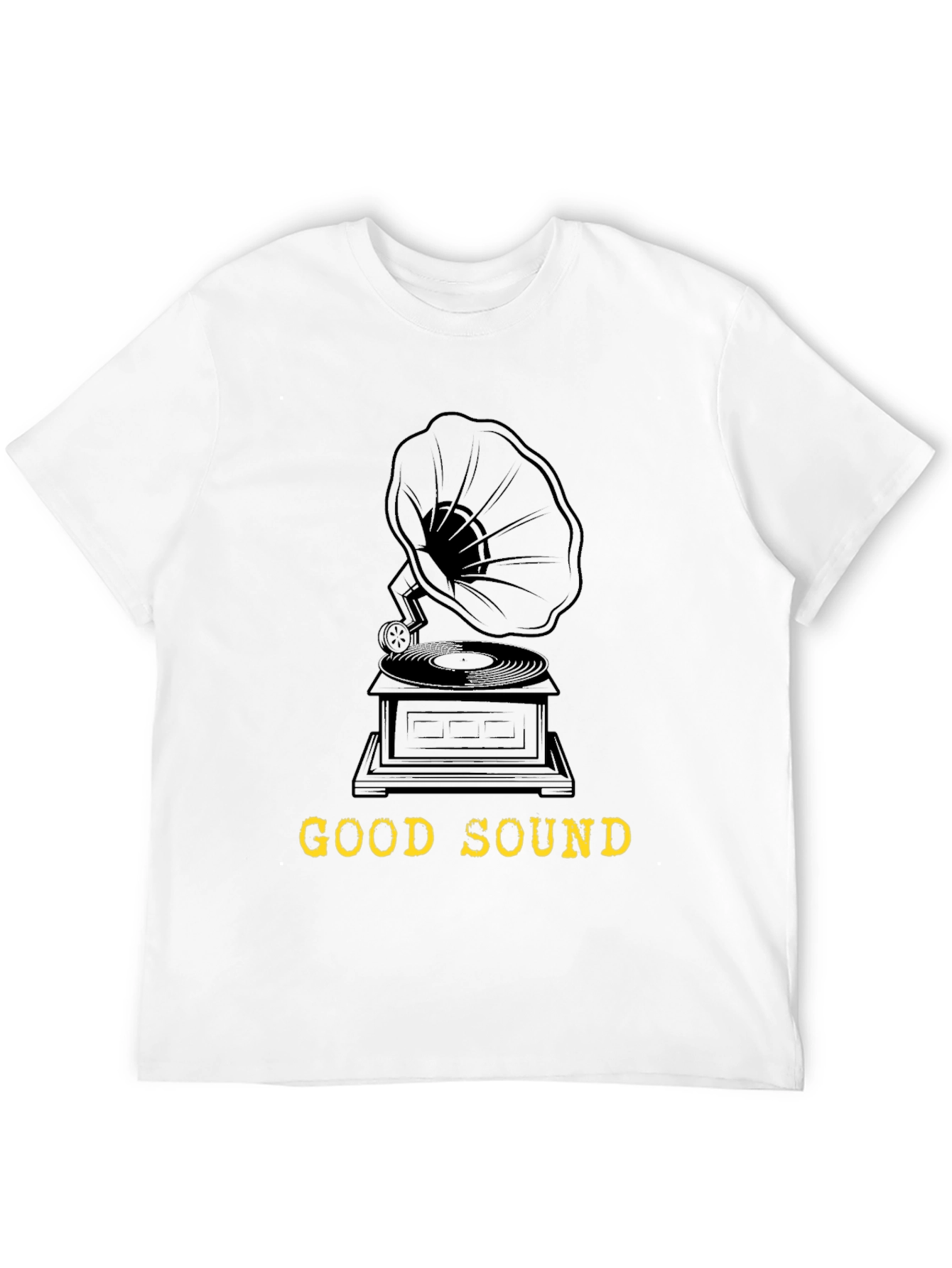 Black Vintage Gramophone "Good Sound" Black T-Shirt view 12