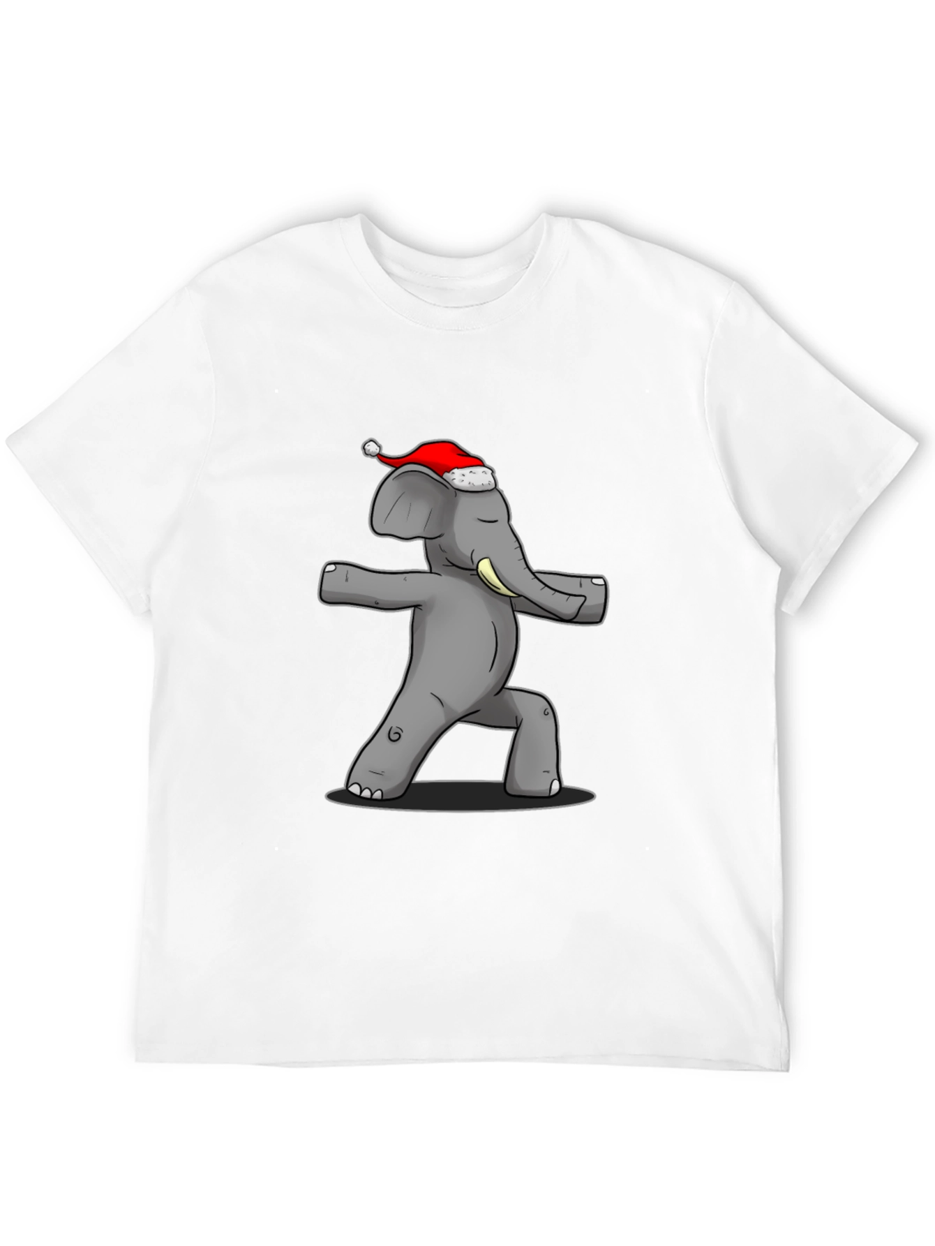 Black Yoga Elephant Santa Hat T-Shirt view 12