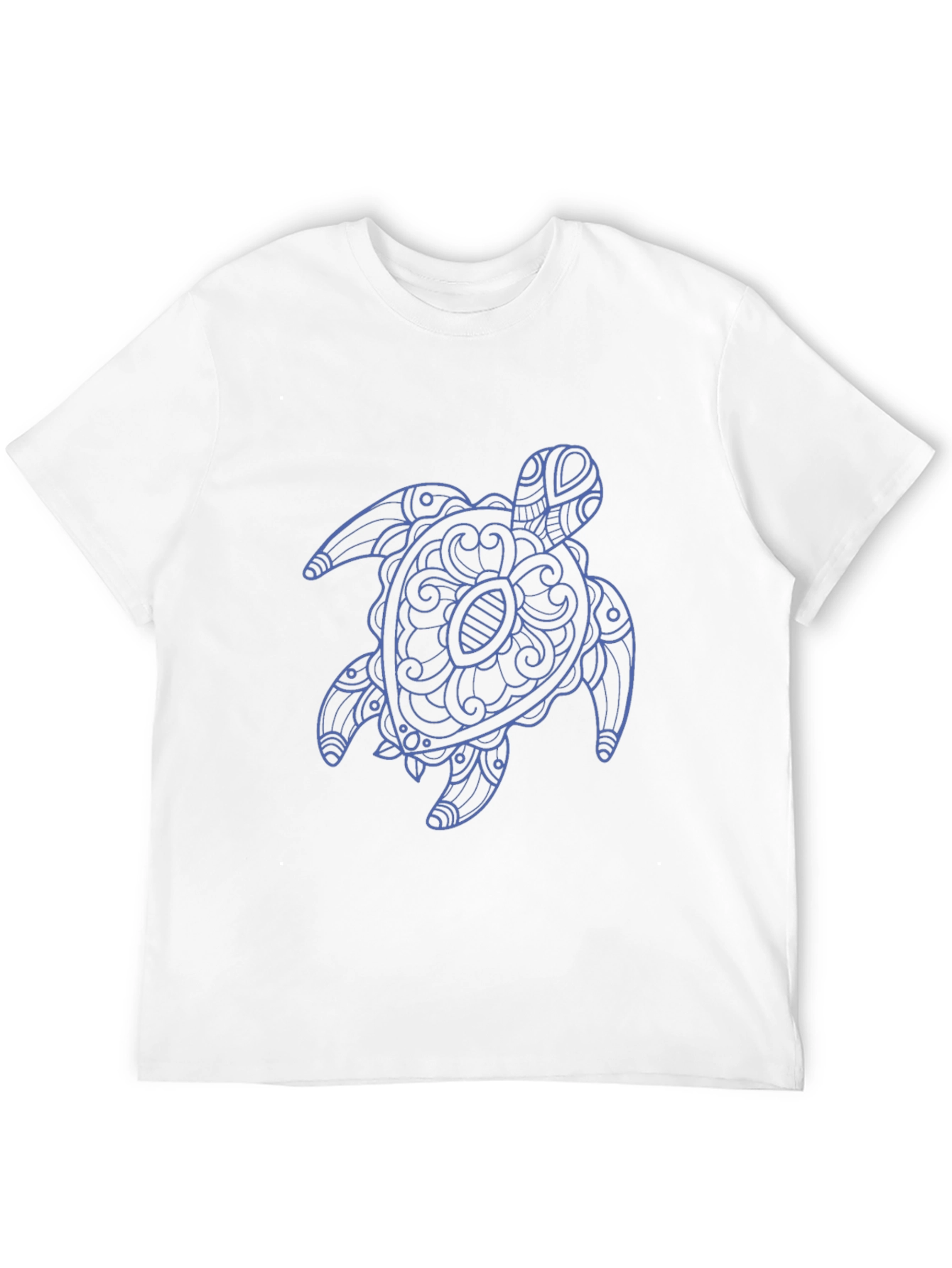 Black Men's Black T-Shirt with Blue Turtle Graphic view 12