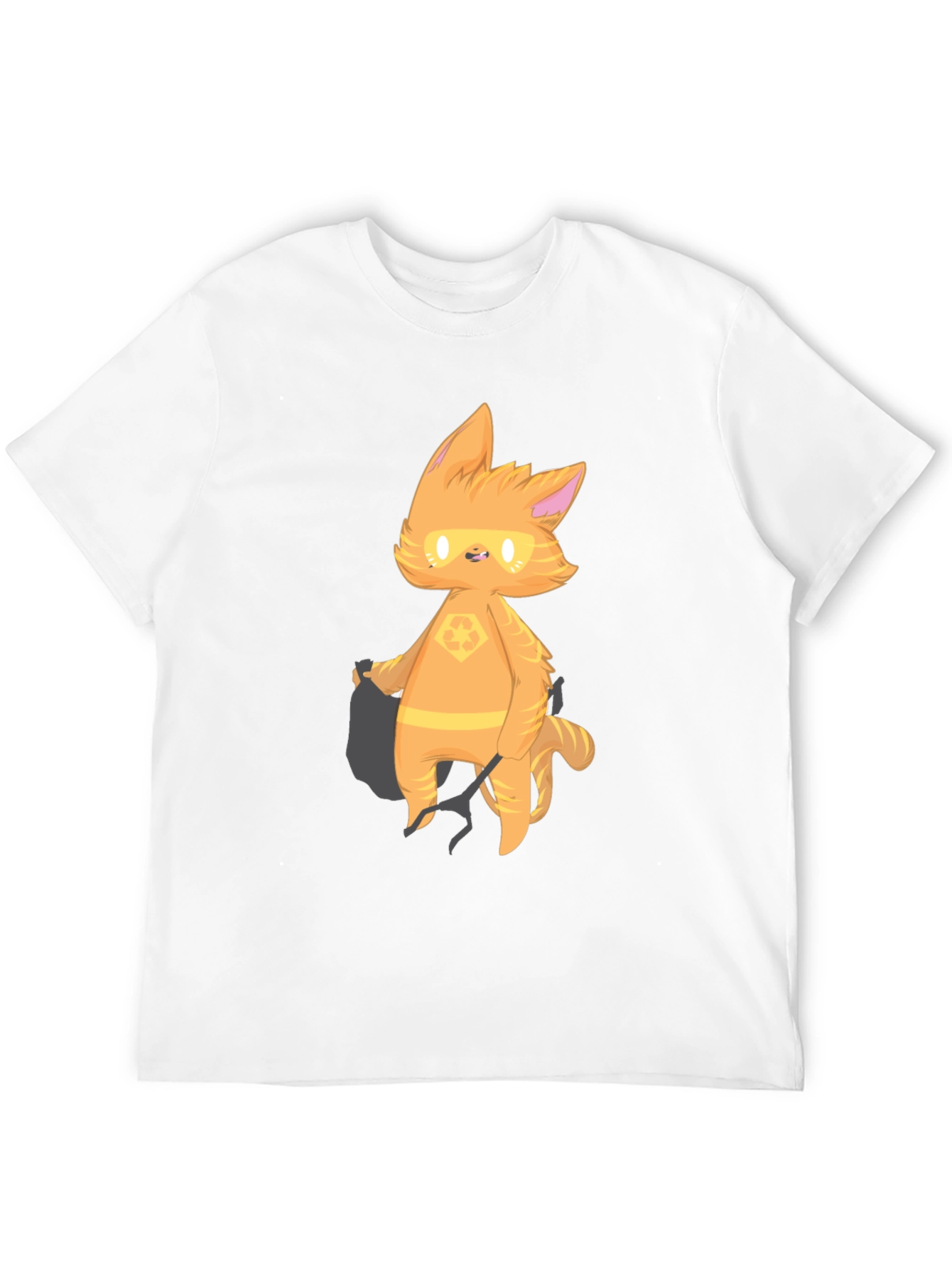 Black Cartoon Cat Graphic T-Shirt - Black view 12