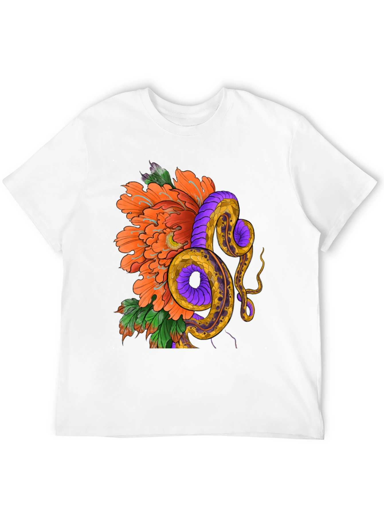 Black Floral Snake Graphic T-Shirt view 12