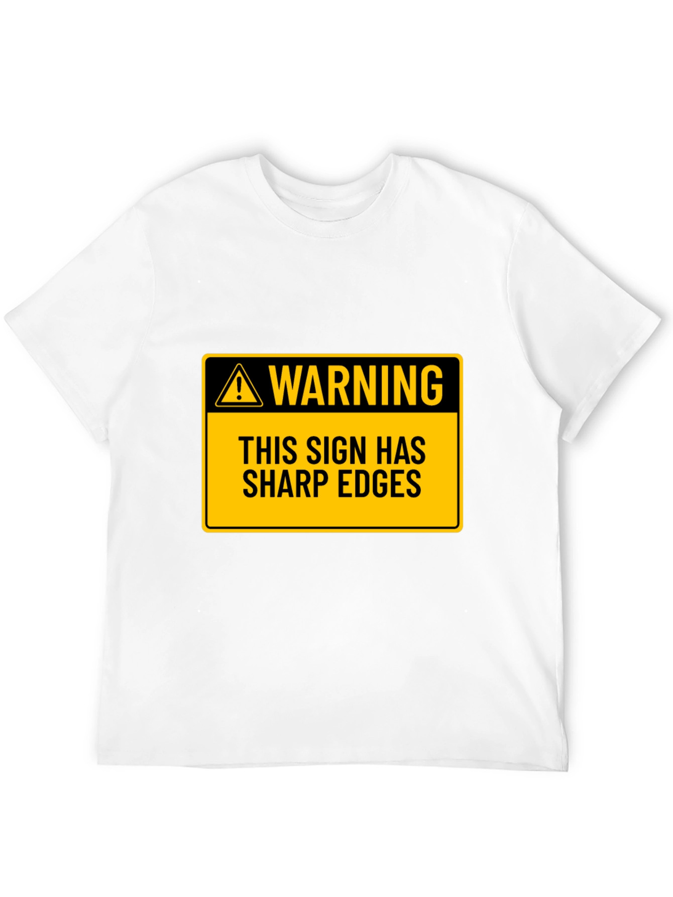 Black Warning Sharp Edges Novelty Graphic Tee view 12