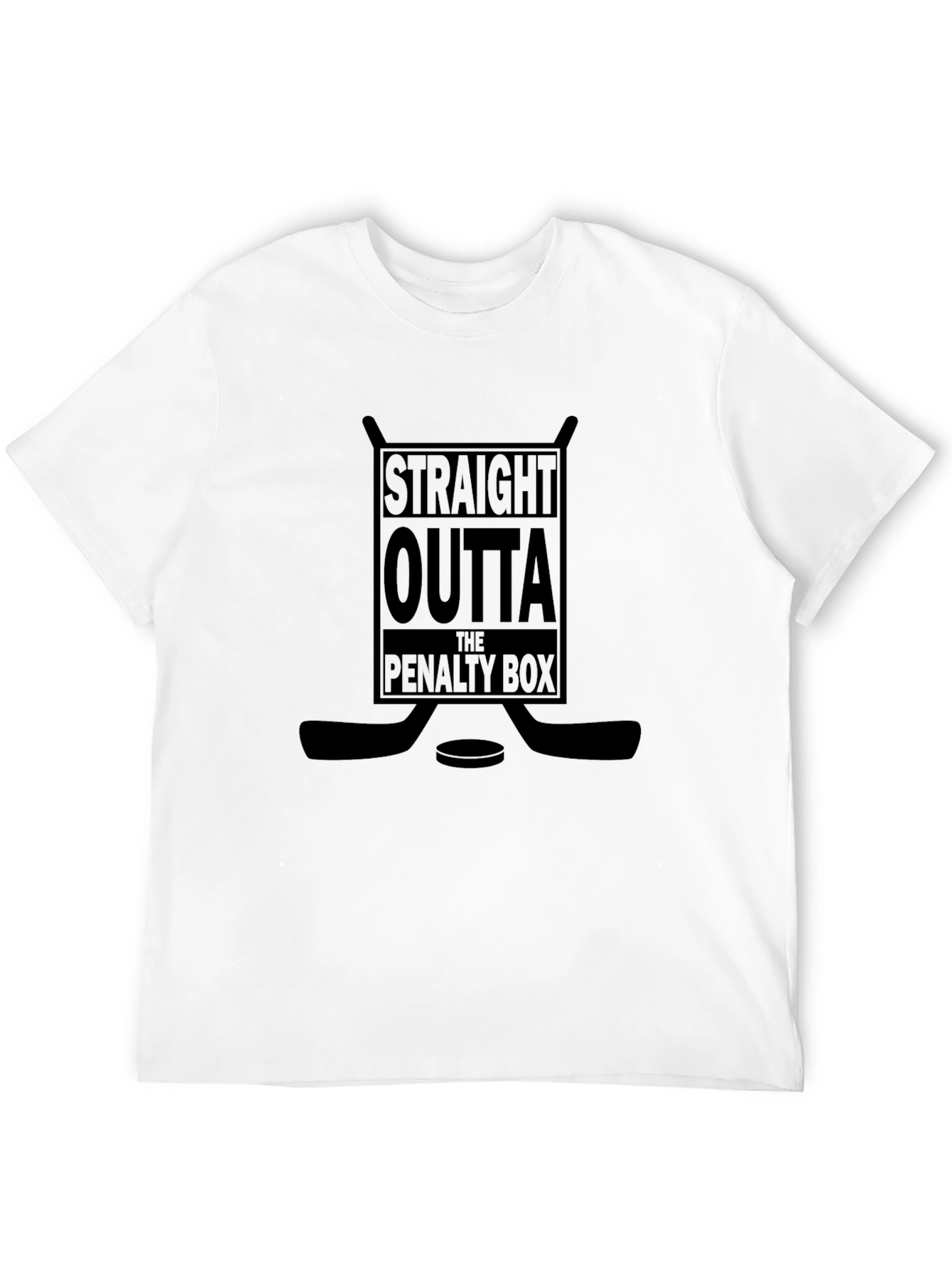 Black Straight Outta the Penalty Box Black Hockey T-Shirt view 12