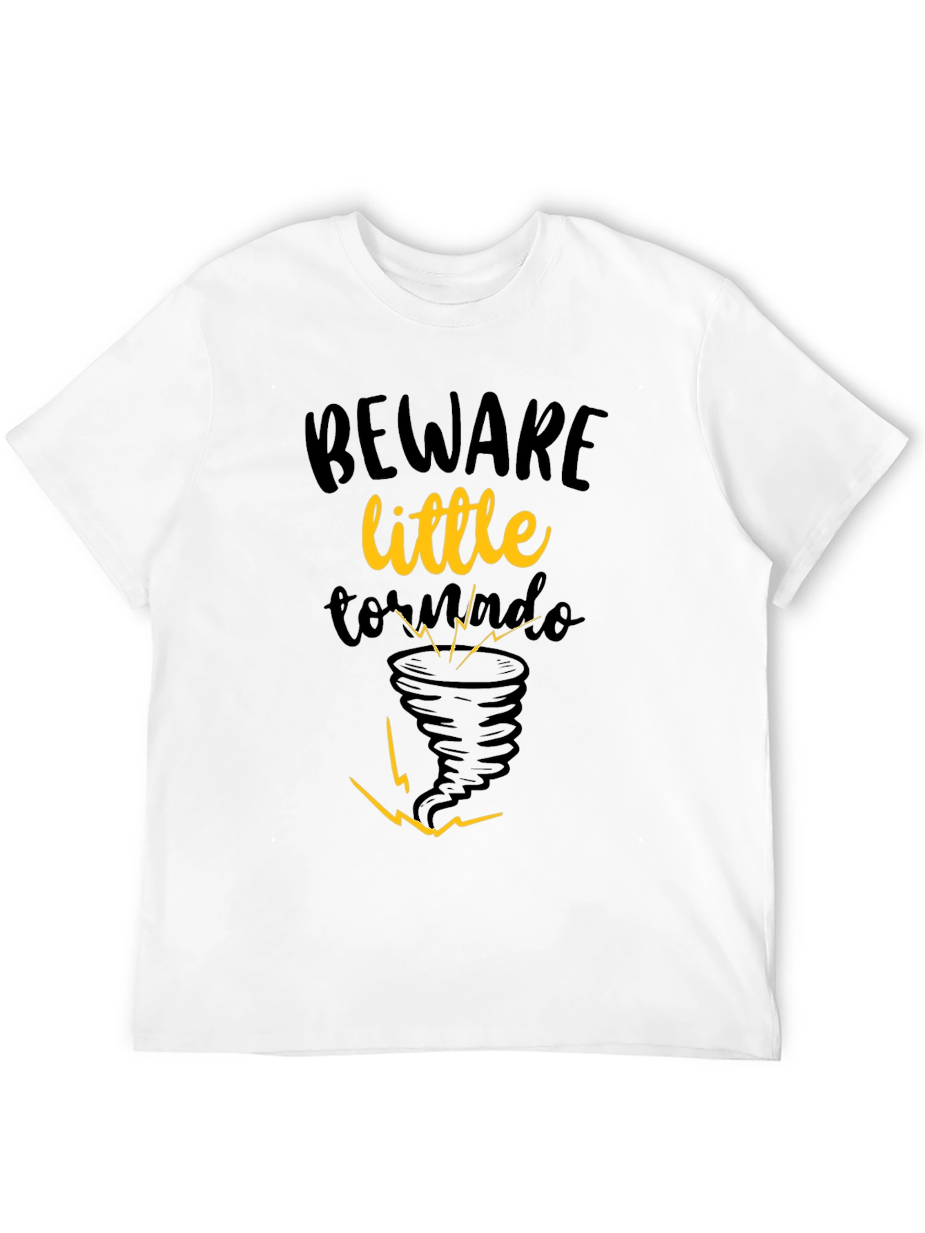 Black Beware Little Tornado Graphic Tee - Unisex Black Cotton Shirt view 12