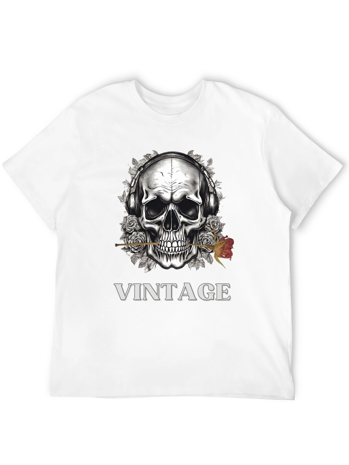 Black Vintage Skull Graphic Tee view 12
